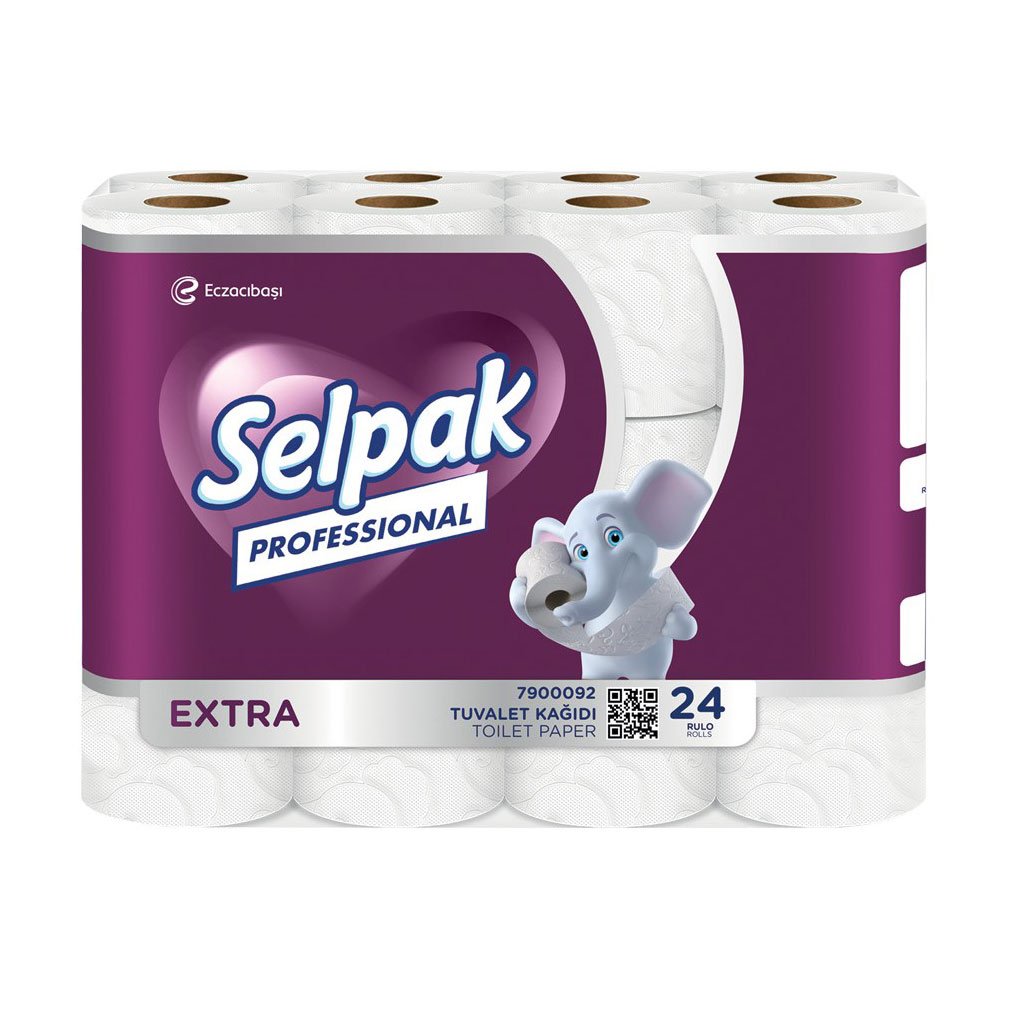

Туалетний папір Selpak Professional Extra целюлозний, 2-шаровий, 180 відривів, 24 рулони