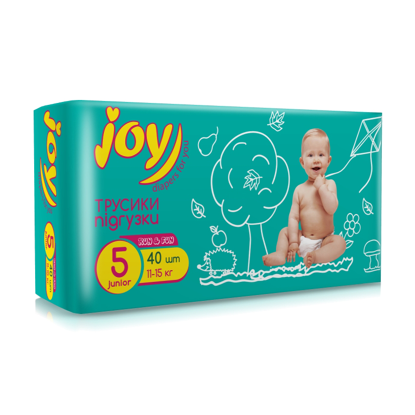 

Уцінка! Трусики-підгузки Joy Run & Fun розмір 5 (11-15 кг), 40 шт
