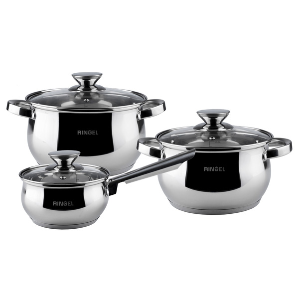 

Набір каструль RINGEL Hamburg, 6пр,1.25л ківш+каструлі(2.9л+3.9л),RG-6001