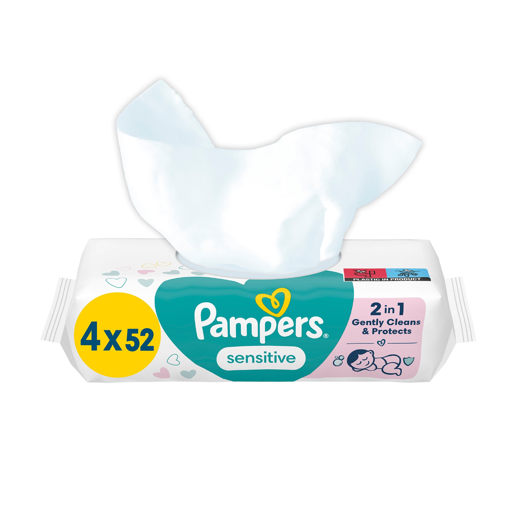 

Дитячі вологі серветки Pampers Sensitive, 208 шт