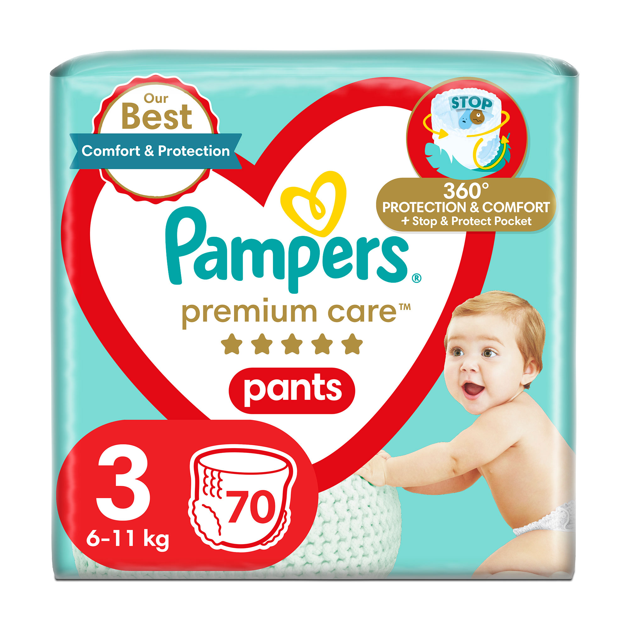 

Уцінка! Підгузки-трусики Pampers Premium Care Pants розмір 3 (6-11 кг), 70 шт