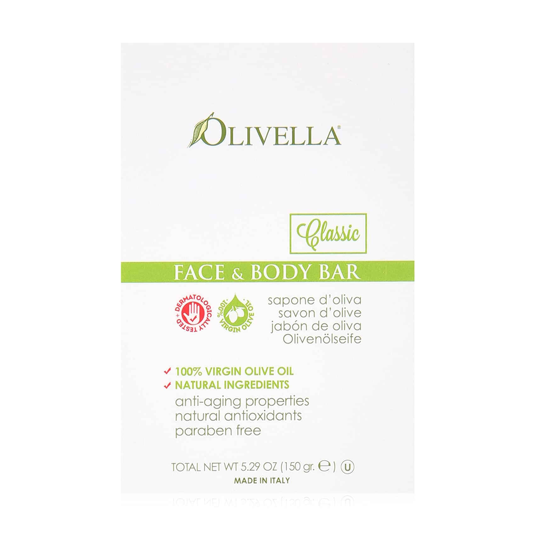 

Уцінка! Тверде мило для обличчя та тіла Olivella Classic на основі оливкової олії, 150 г