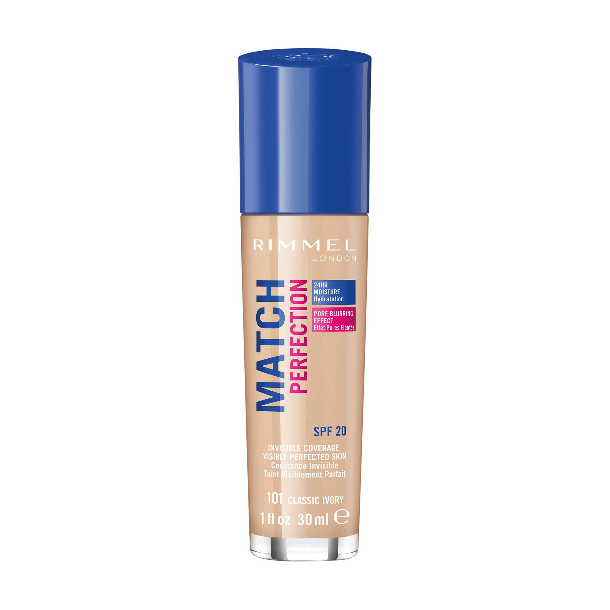 

Тональний крем Rimmel Match Perfection SPF 20, 101 Classic Ivory, 30 мл