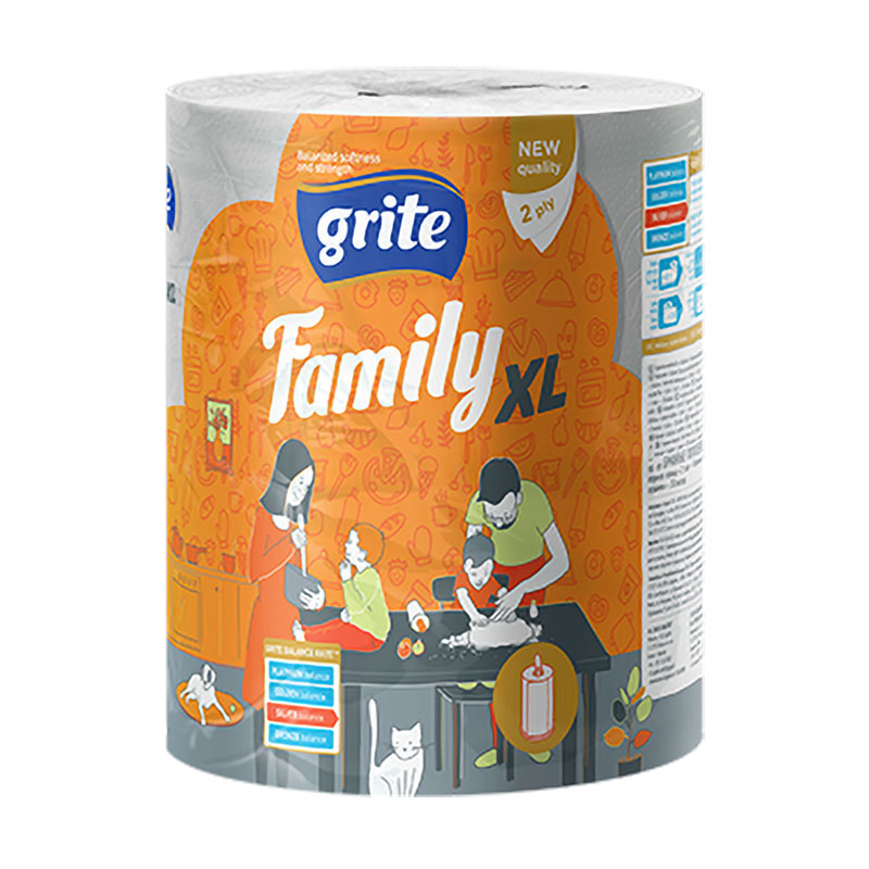 

Паперові рушники Grite Family Jumbo XL 2-шарові, 250 відривів, 1 рулон
