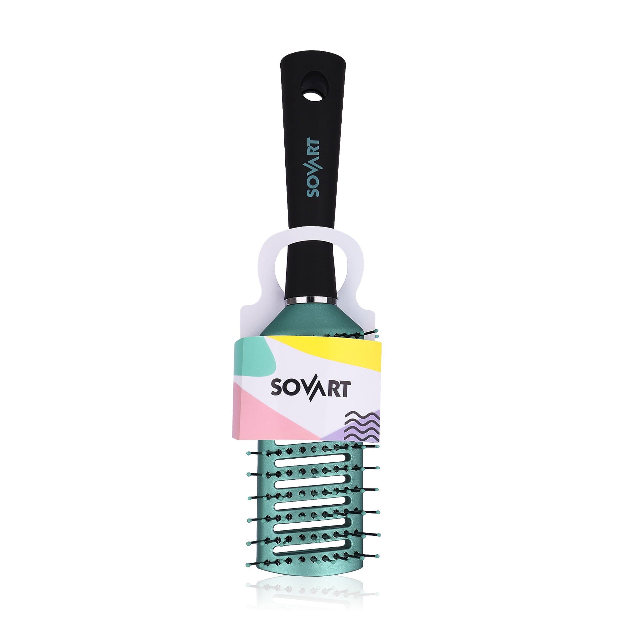 Масажна щітка для волосся Sovart однобічна, продувна, зелена