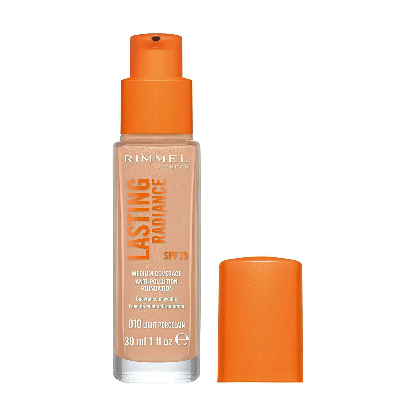 Тональная основа Rimmel Lasting Radiance SPF 25, тон 10 Light Porcelain, 30 мл