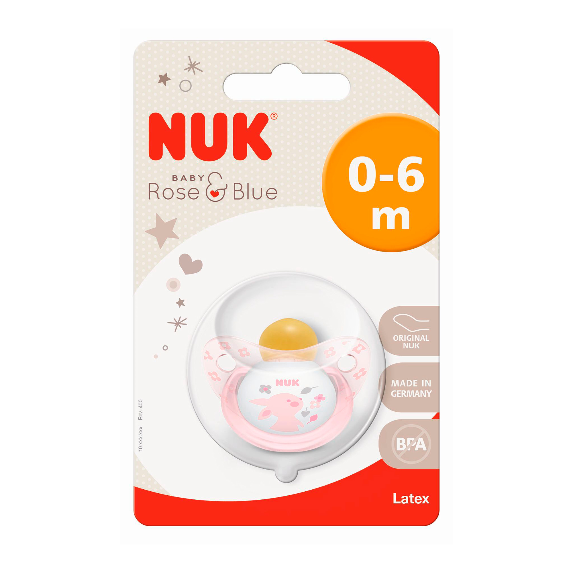 

Пустушка NUK BABY ROSE з кільцем латекс р.1