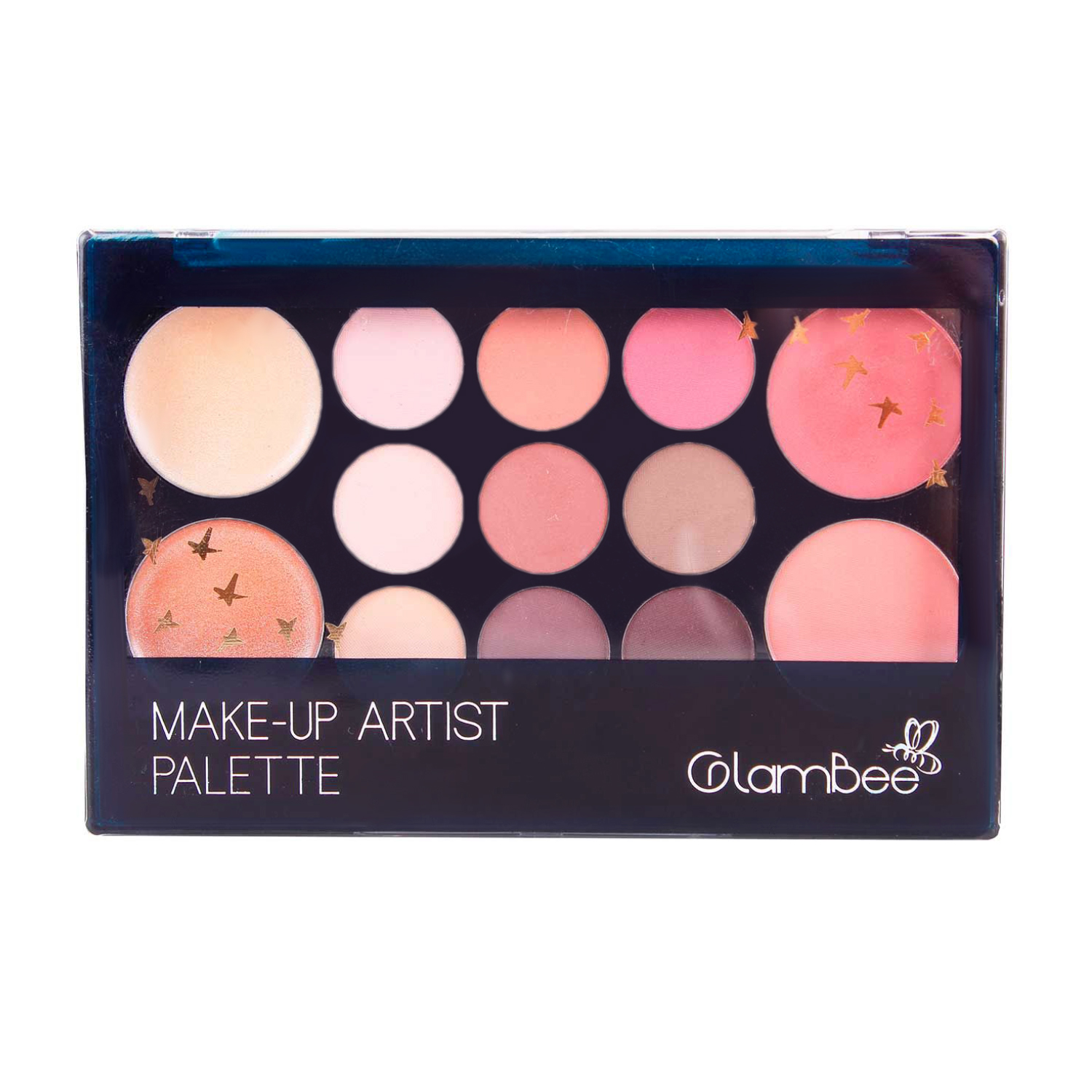 

Подарунок! Набір тіні для повік, рум'яна, тональний засіб GlamBee Makeup Artist Palette тон 02, 12 г