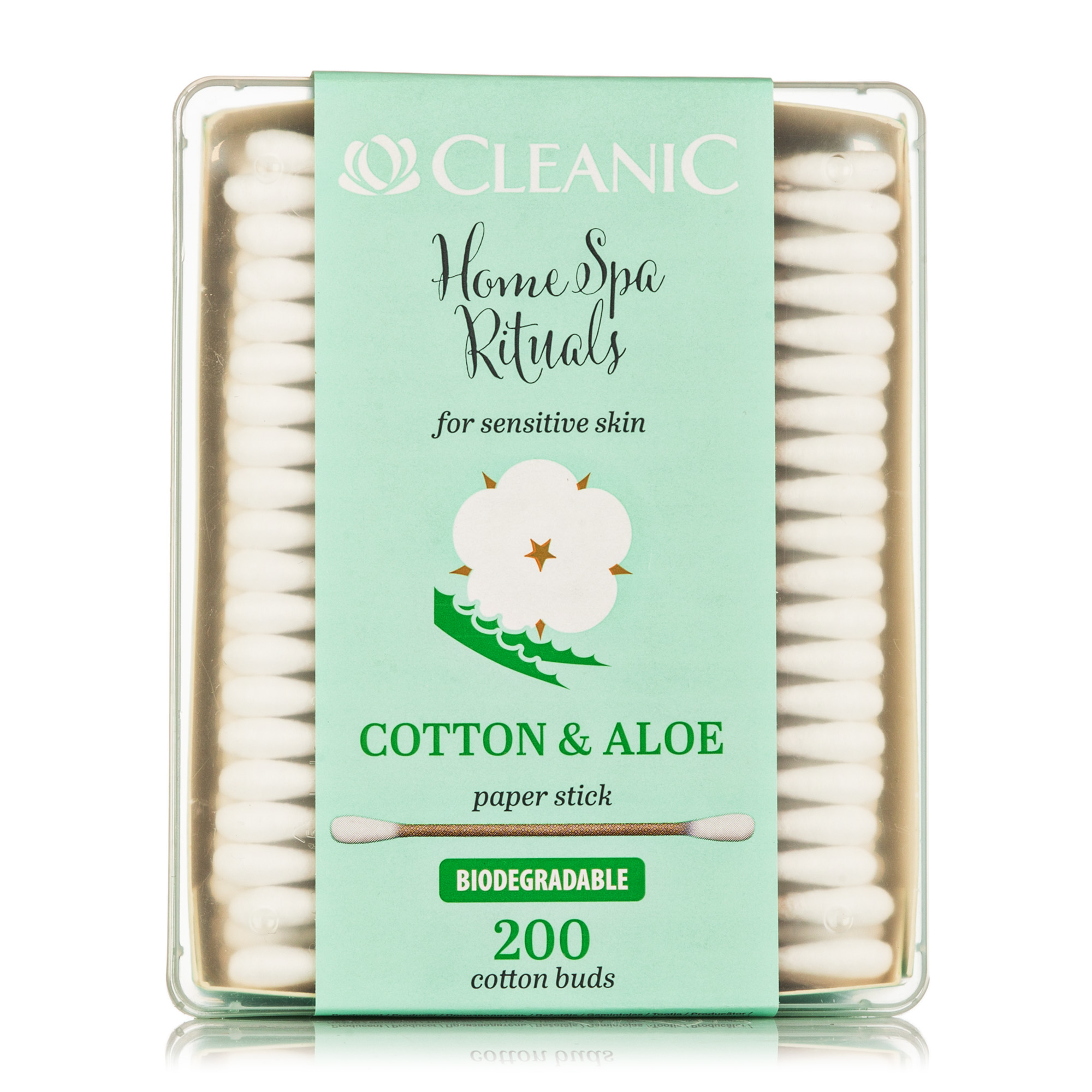 

Ватнi палички CLEANIC ватнi палички HOME SPA RITUALS з екстрактом алое 200 шт. квадрат