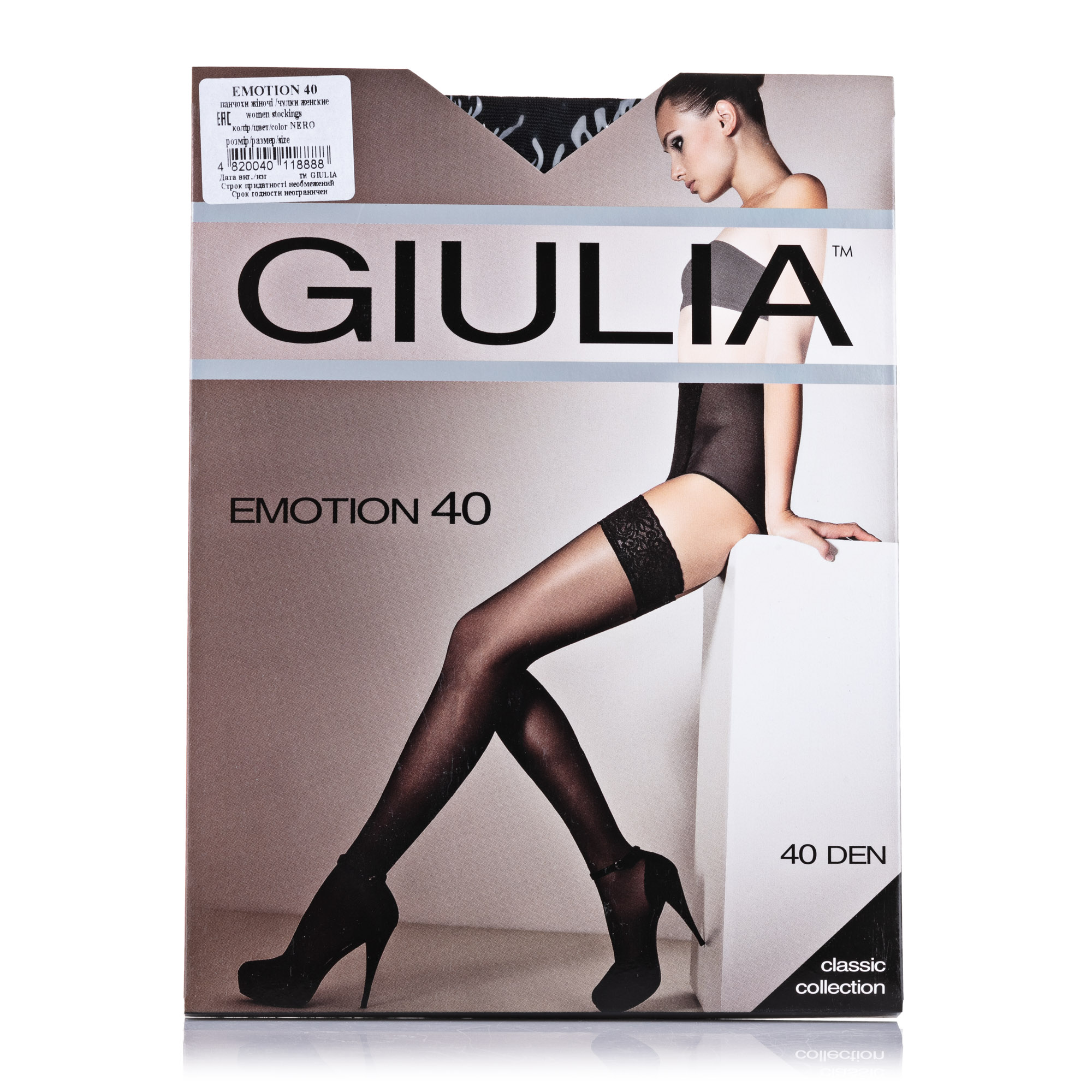 

Панчохи жіночі Giulia Emotion 40 DEN, Nero, розмір 3/4