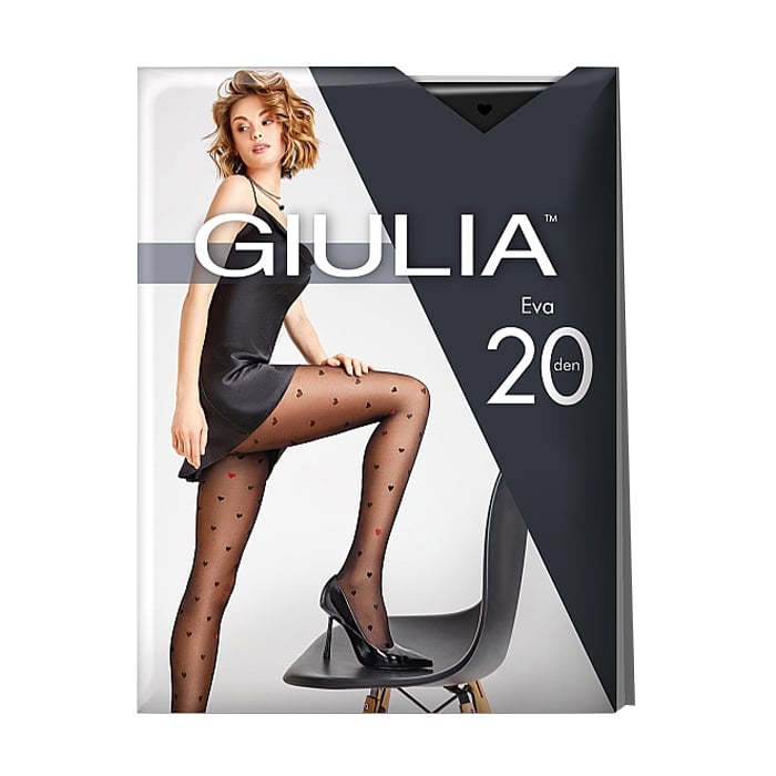 

Фантазійні колготки жіночі Giulia Eva (1) без шортиків, 20 DEN, Nero, розмір 4