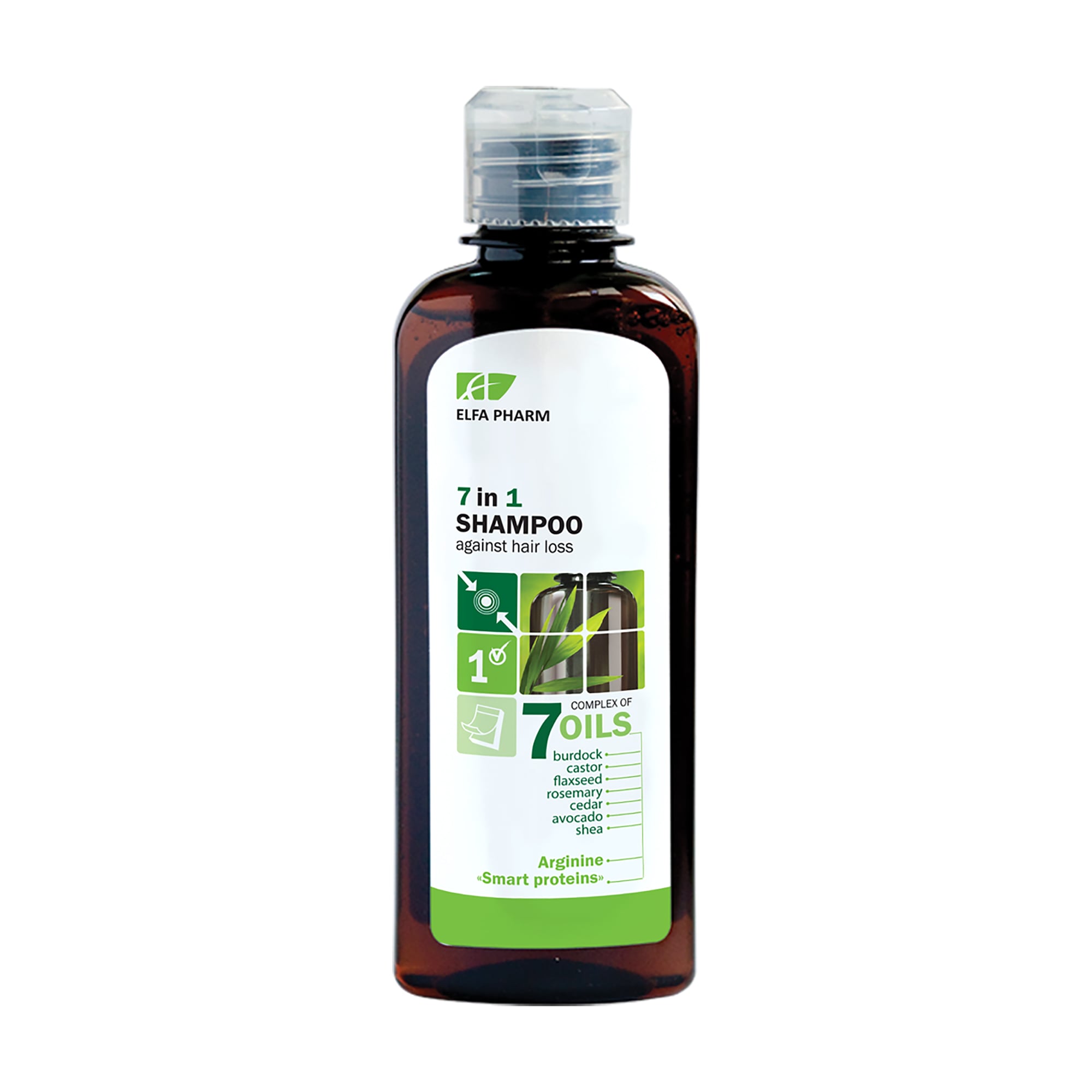 

Уцінка! Шампунь для волосся Elfa Pharm Комплекс 7 олій, проти випадіння, 200 мл