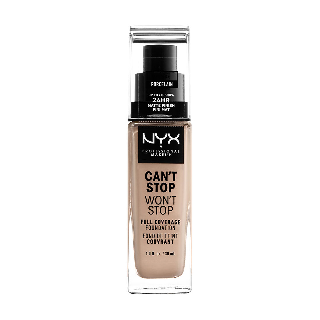 

Стійка тональна основа для обличчя NYX Professional Makeup Can't Stop Won't Stop Full Coverage Foundation, 03 Porcelain, 30 мл