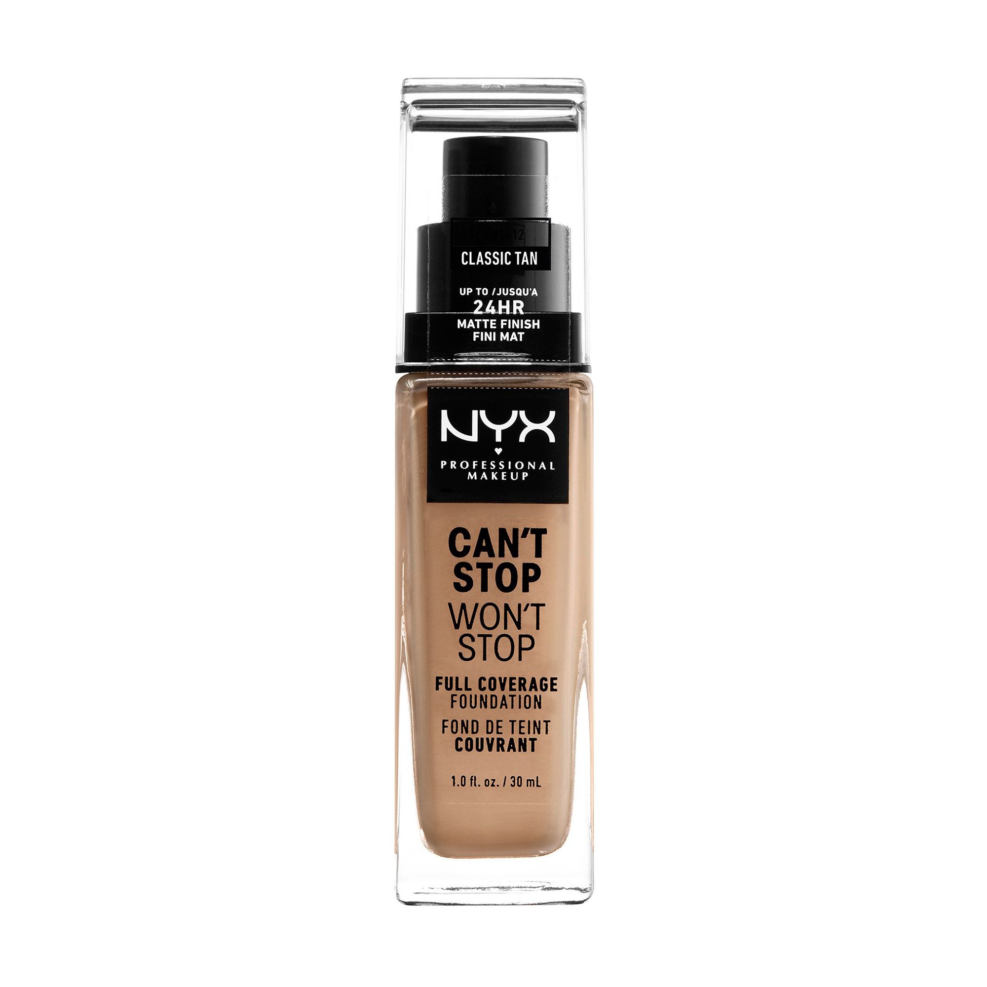 

Стійка тональна основа для обличчя NYX Professional Makeup Can't Stop Won't Stop Full Coverage Foundation, 12 Classic Tan, 30 мл