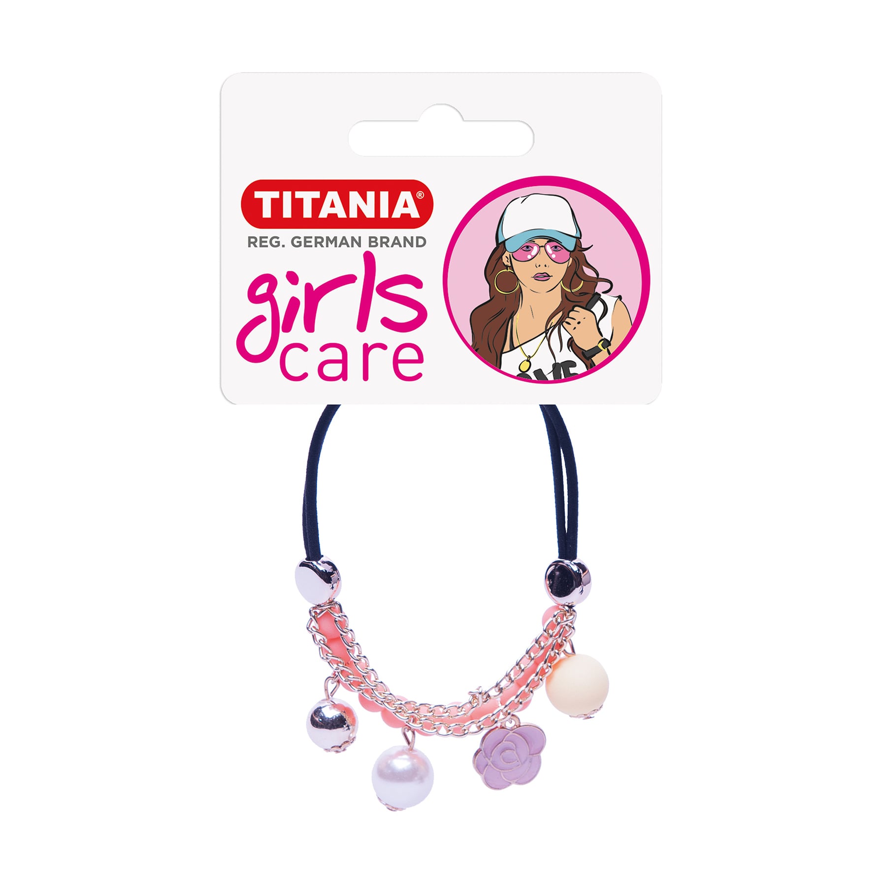 

Резинка для волосся Titania Квітка/кульки, чорна, 1 шт (8166 GIRL)