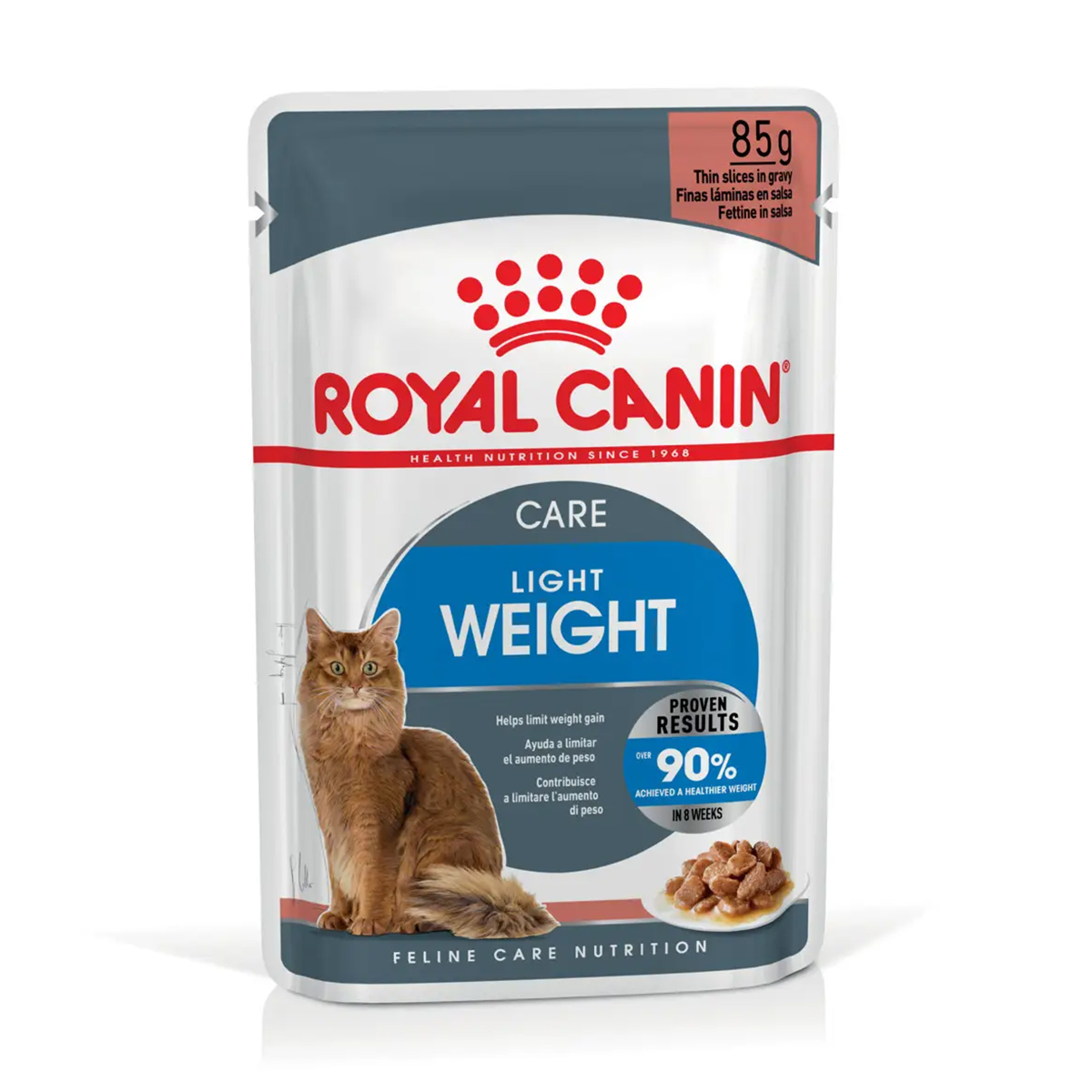 

Вологий корм для дорослих котів Royal Canin Light Weight Care шматочки в соусі, для зниження зайвої ваги, 85 г