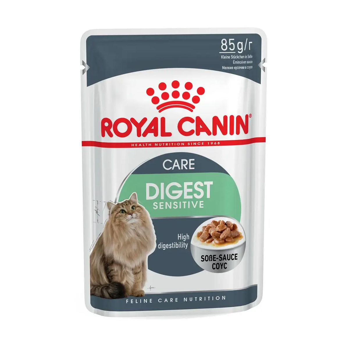 

Вологий корм для дорослих котів з чутливою травною системою Royal Canin Digest Sensitive шматочки в соусі, 85 г (4076001)