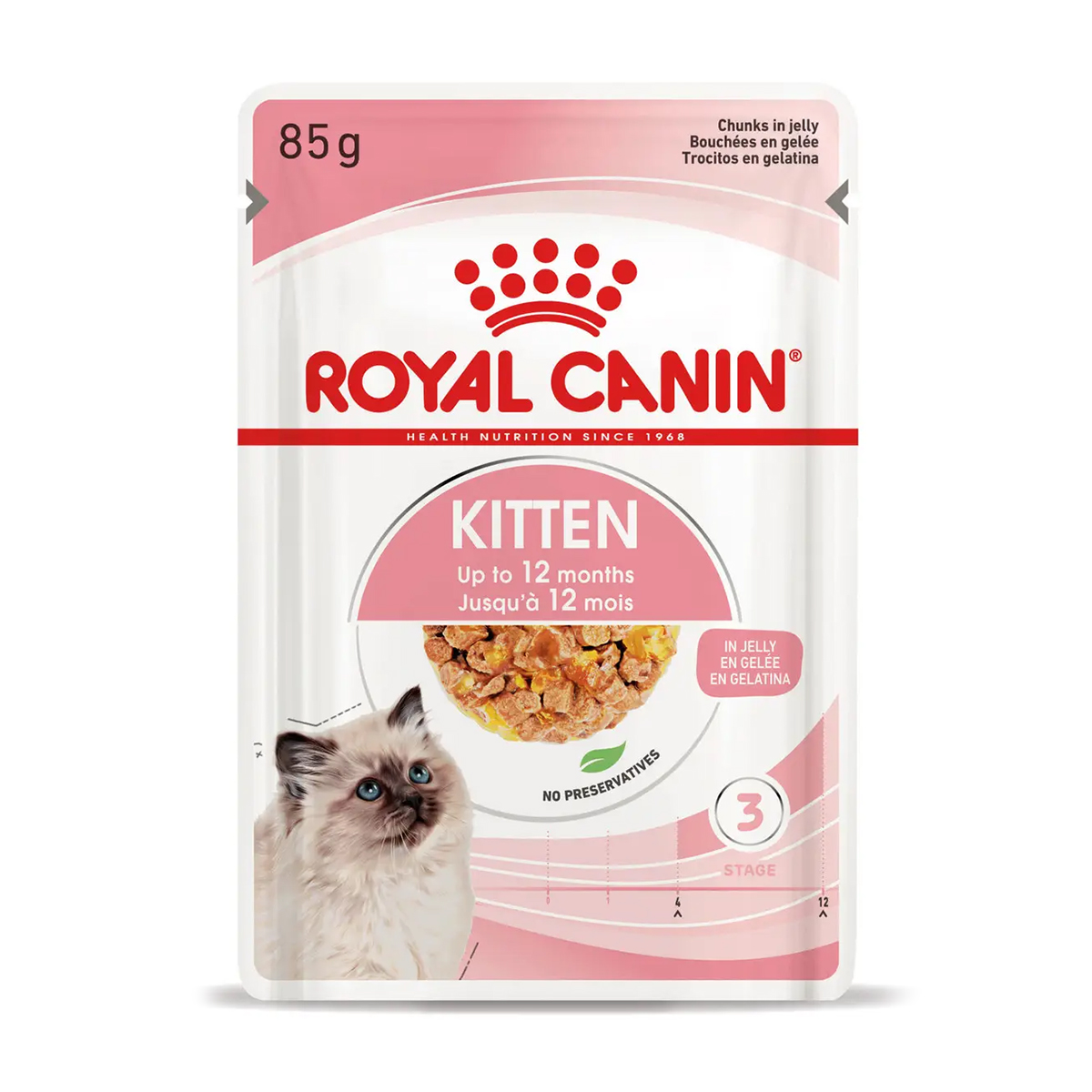 

Вологий корм для кошенят Royal Canin Kitten шматочки в желе, 85 г (4150001)