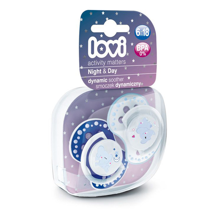

Пустушка LOVI силіконова динамічна Night i Day 6-18 м. 2 шт. 22-811boy