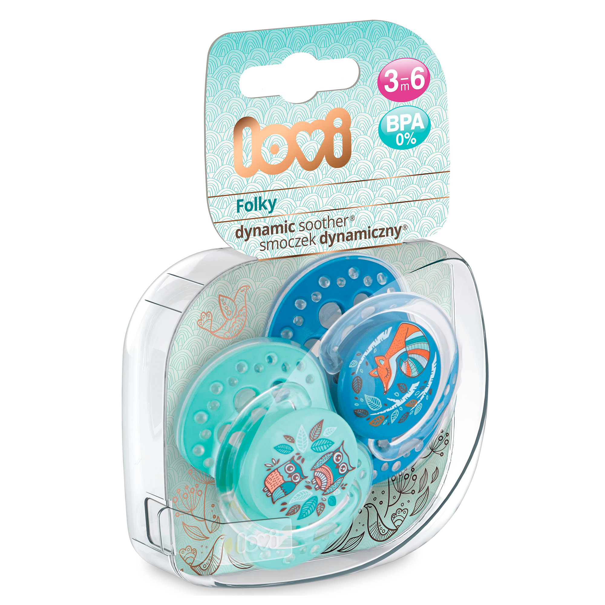 

Пустушка LOVI силіконова динамічна Folky 3-6 м. 2 шт. 22-842boy