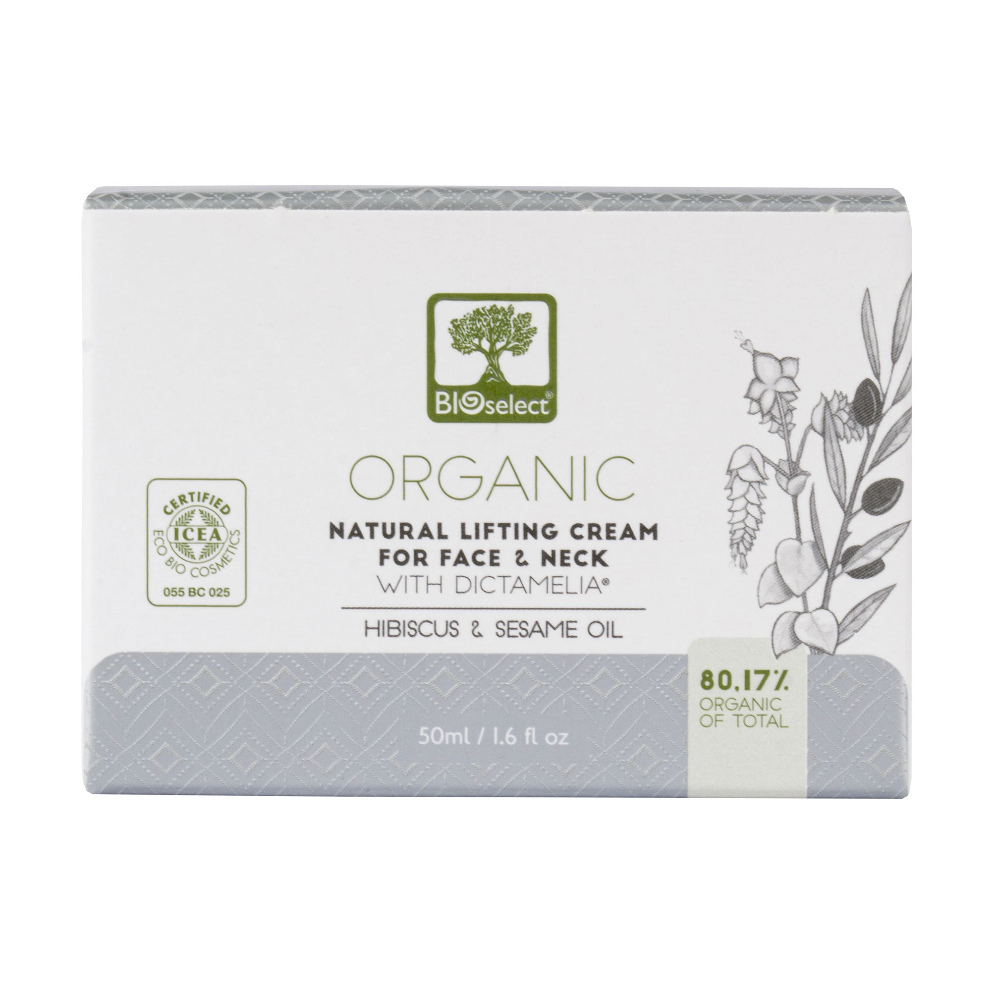 

Уцінка! Крем-ліфтинг для обличчя та шиї BIOselect Natural Lifting Cream For Face And Neck з диктамелією, гібіскусом та олією кунжуту, 50 мл