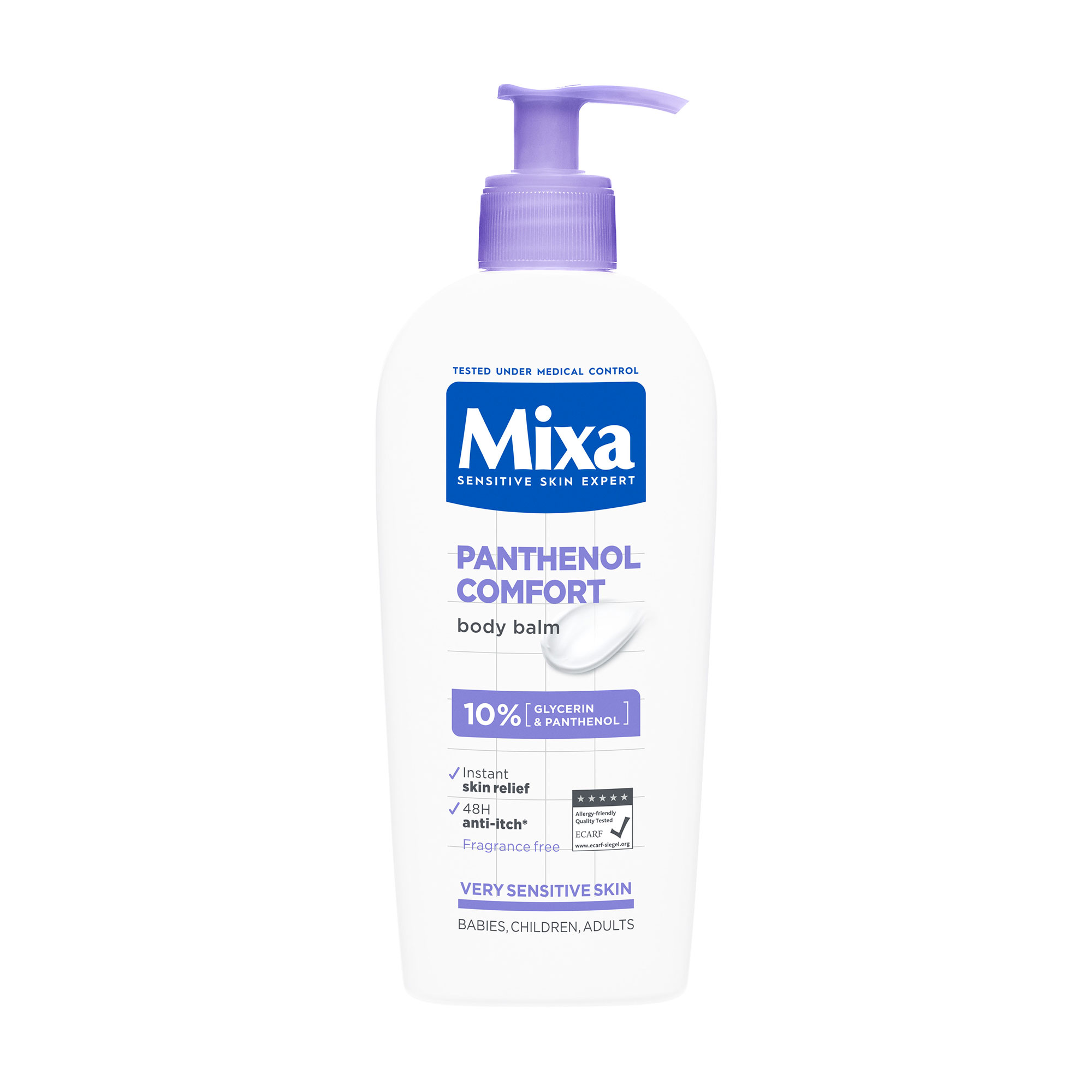 Бальзам Mixa Panthenol Comfort Body Balm для зволоження та заспокоєння дуже чутливої шкіри тіла дорослих, дітей та немовлят, 400 мл
