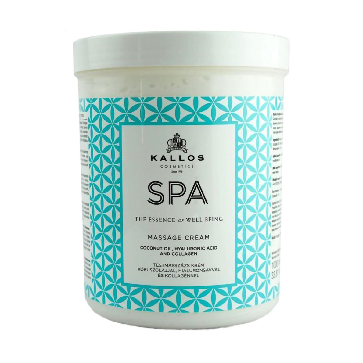 

Крем для масажу Kallos Cosmetics SPA Massage Cream з кокосовою олією, гіалуроновою кислотою та колагеном, 1 л