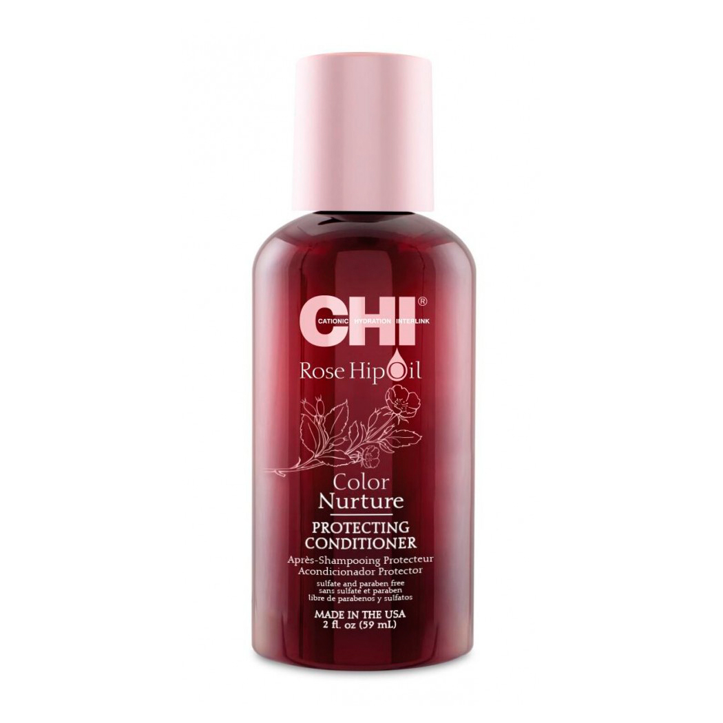 

Захистий кондиціонер для фарбованого волосся Chi Rose Hip Oil Color Nurture Protecting з олією троянди та кератином, 59 мл