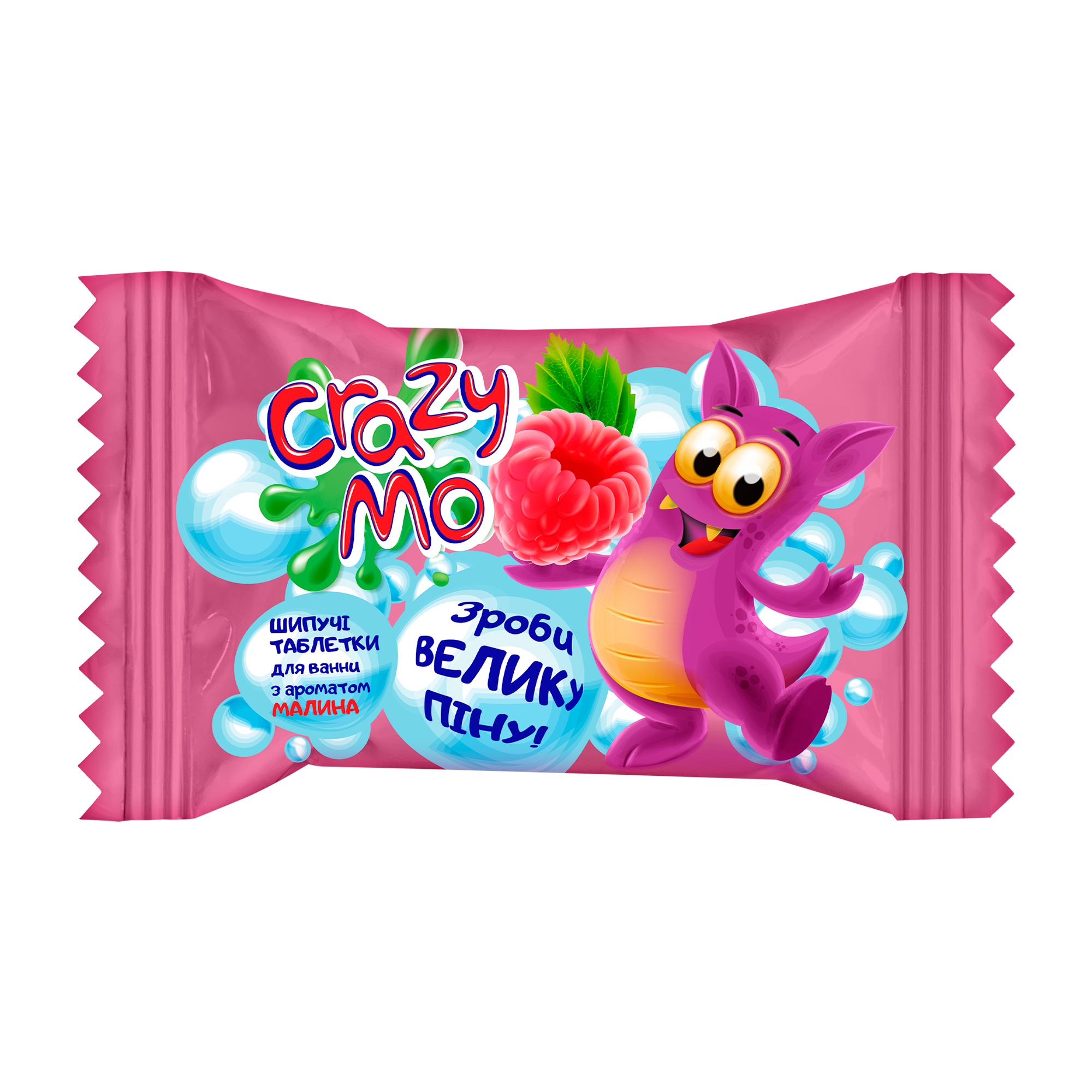 

Шипучі таблетки для ванни Crazy Mo з ароматом малини, 40 г