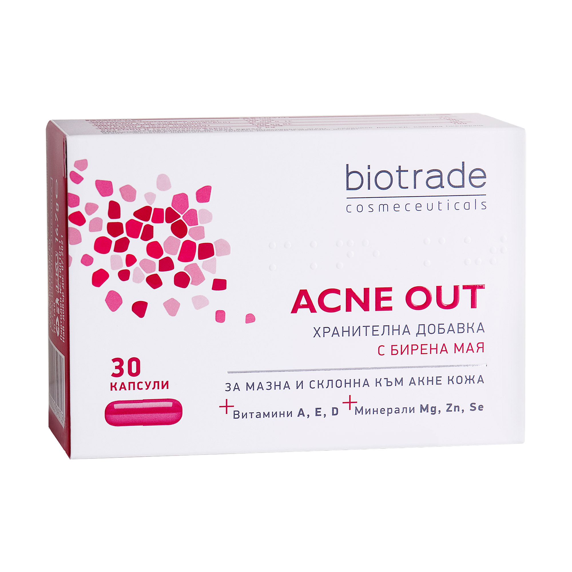 

Вітамінно-мінеральний комплекс Biotrade Acne Out для жирної та проблемної шкіри, 30 капсул