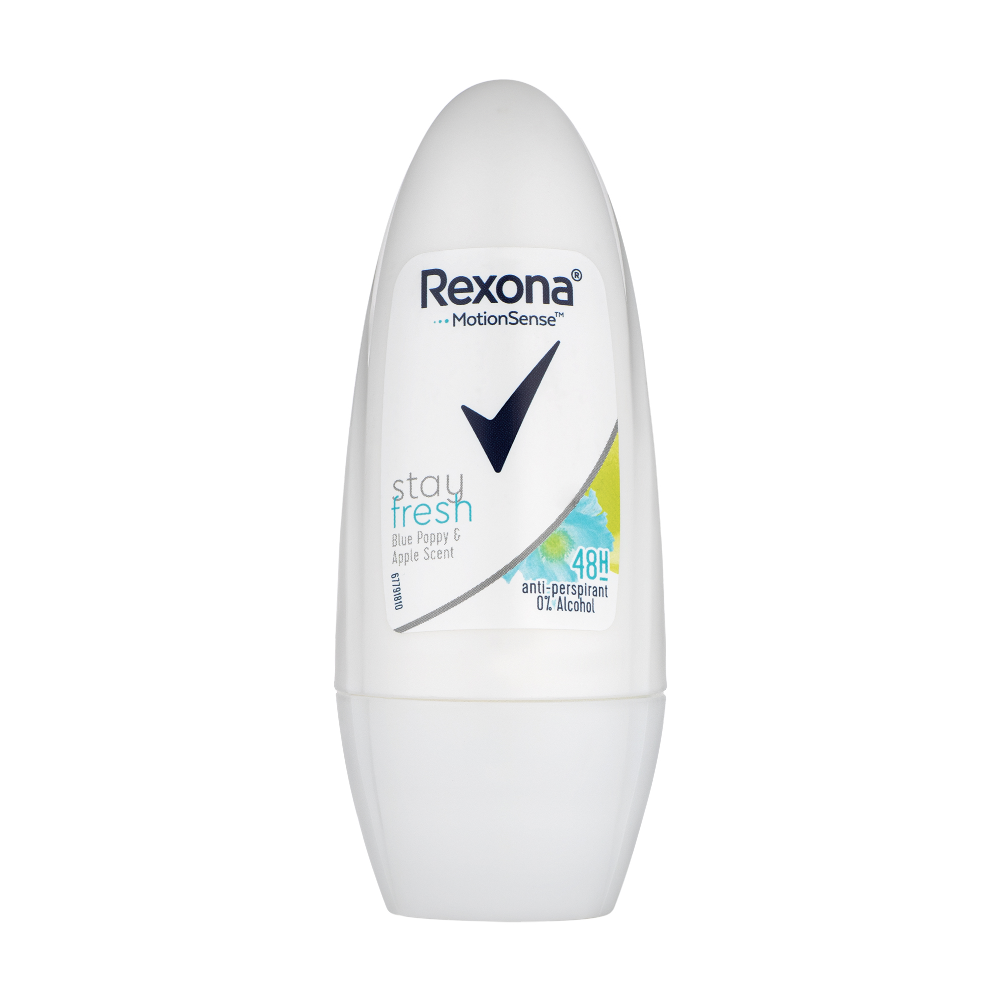 Акція на Кульковий антиперспірант жіночий Rexona Motion Sense Stay Fresh 48H, Блакитний мак та яблуко, жіночий, 50 мл від Eva