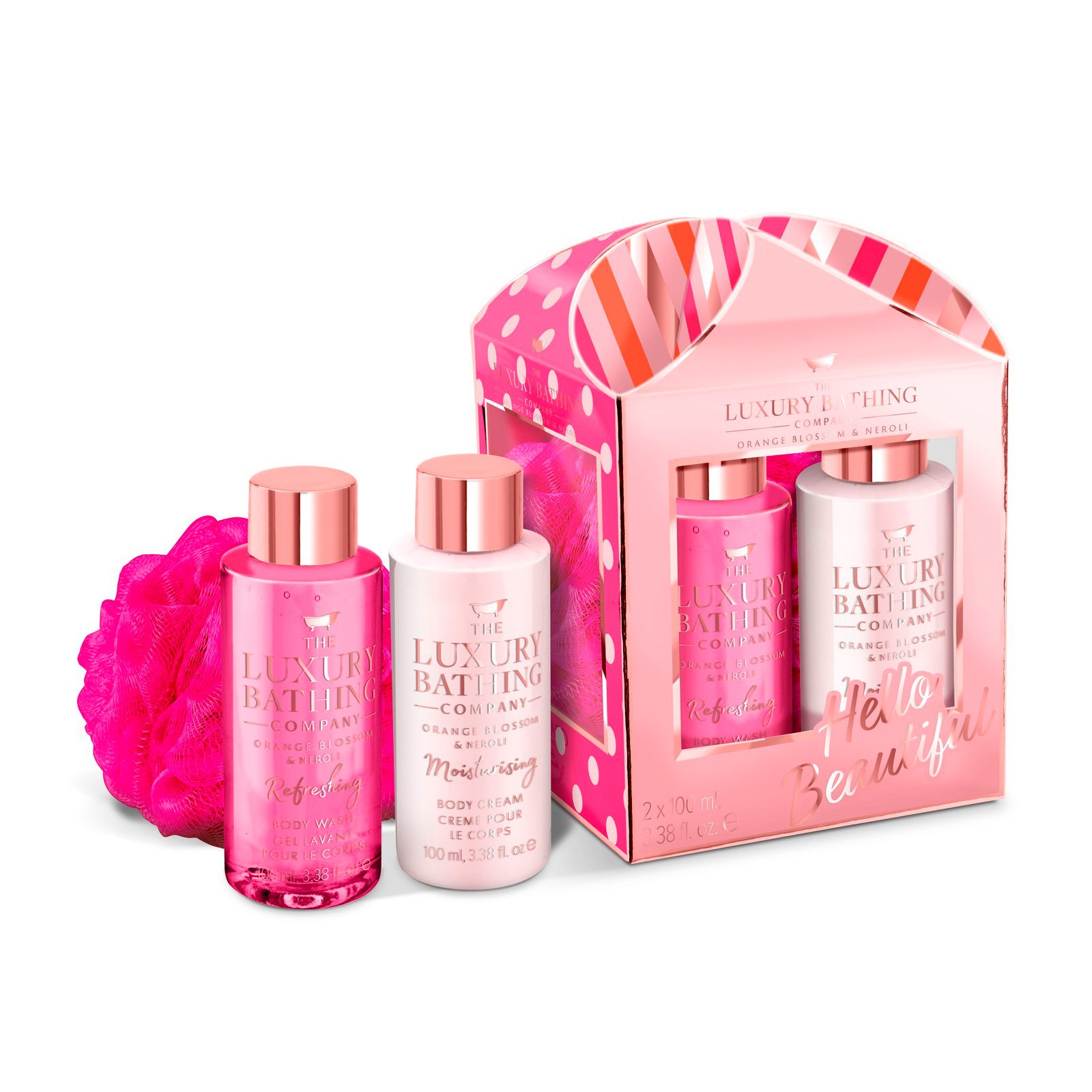 

Набір жіночий Grace Cole Orange Blossom & Neroli Hello Beautiful (гель для душу 100 мл + крем для тіла, 100 мл + мочалка)