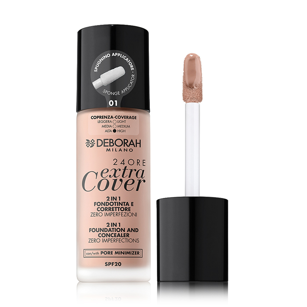 

Тональна основа для обличчя Deborah 24Ore Extra Cover Foundation SPF 20, 01, 30 мл