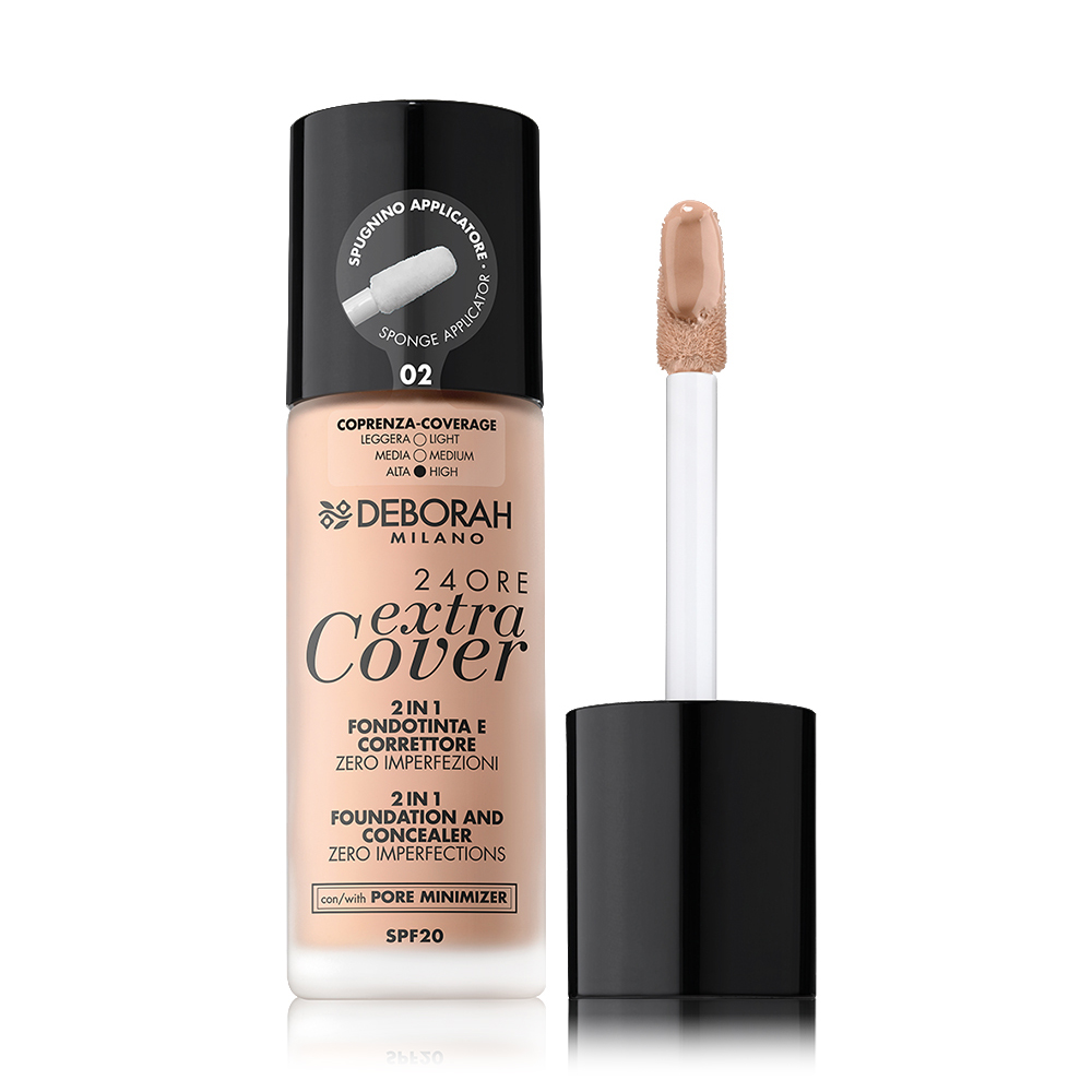 

Тональна основа для обличчя Deborah 24Ore Extra Cover Foundation SPF 20, 02, 30 мл