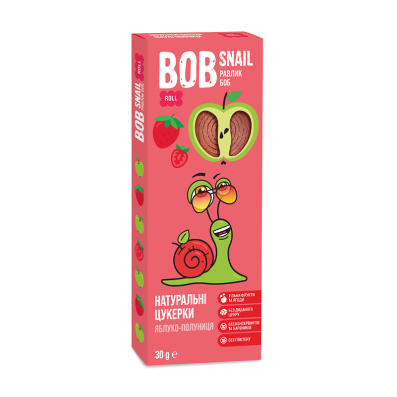 

Натуральні цукерки Bob Snail Яблуко-полуниця, 30 г