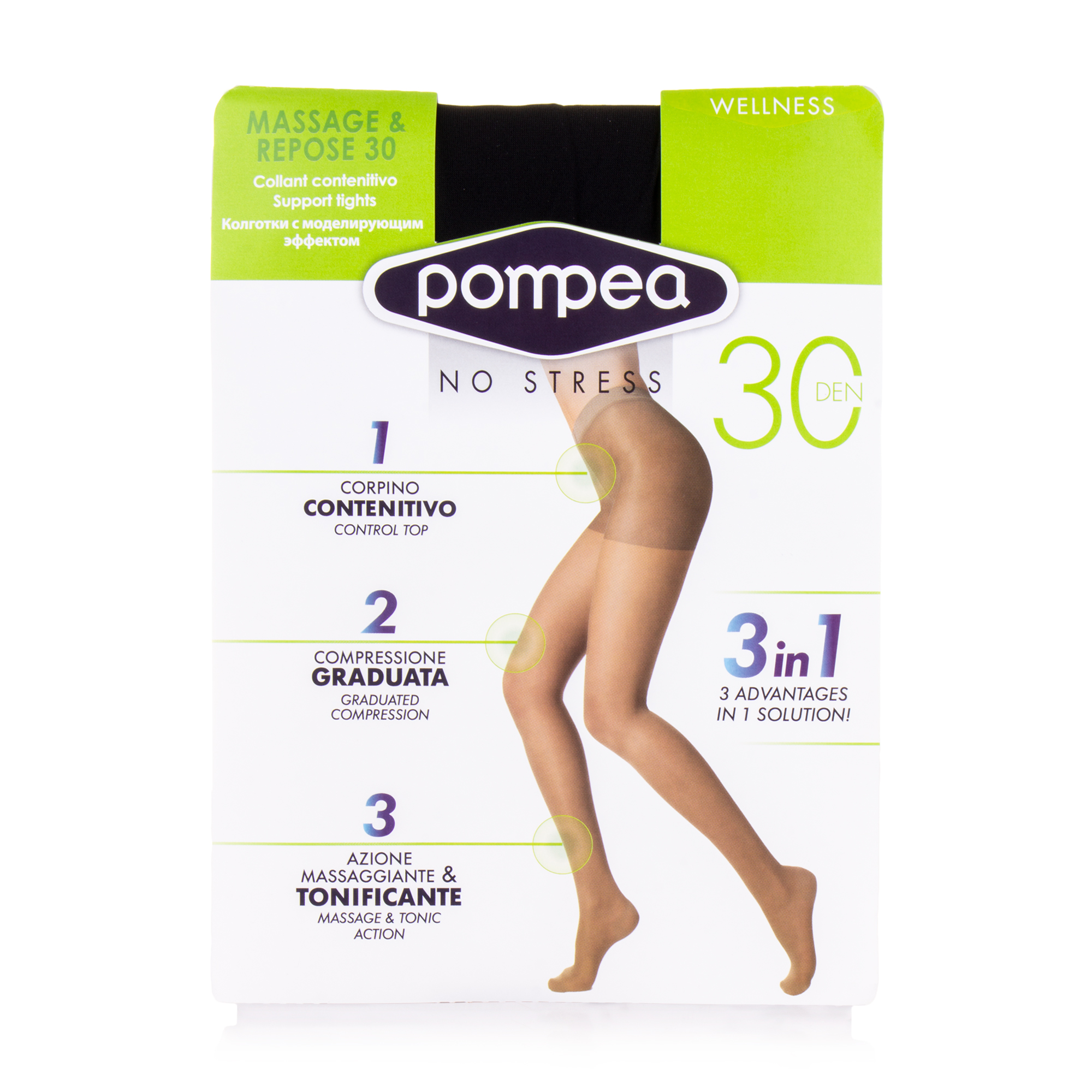

Колготки жіночі Pompea Massage&Repose 30 DEN Nero, р. XL