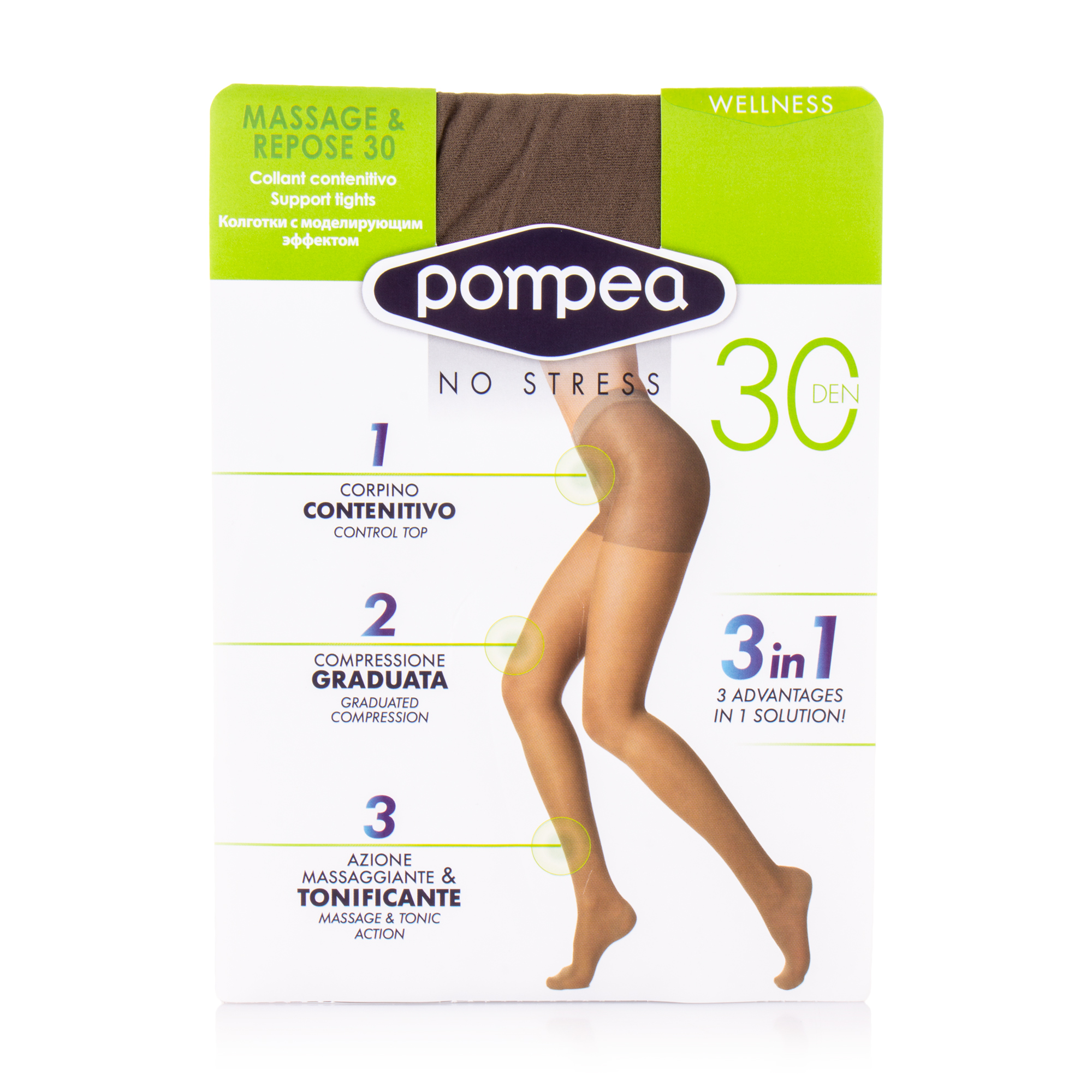 

Колготки жіночі Pompea Massage&Repose 30 DEN Tabacco, р. 1/2S