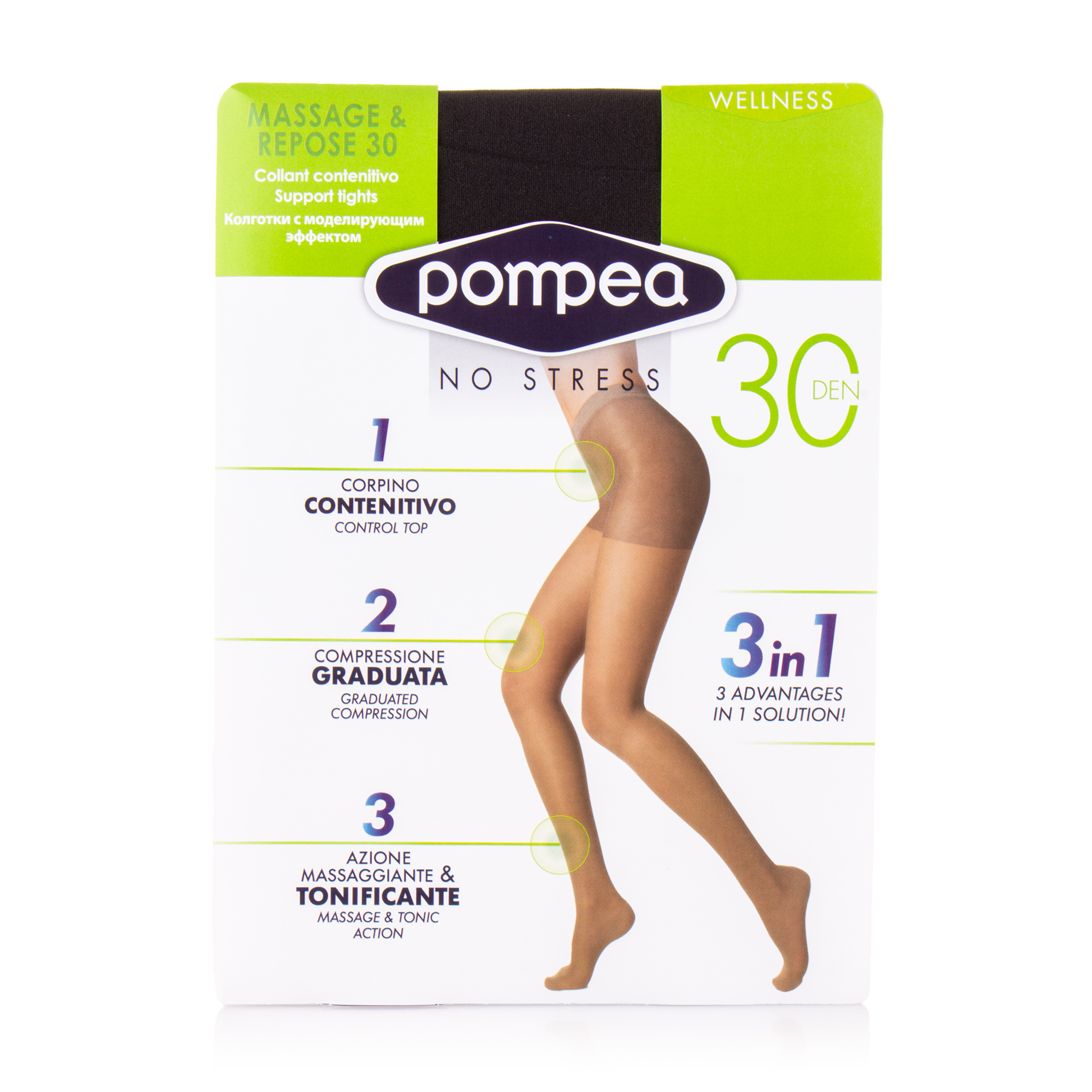 

Колготки жіночі Pompea Massage&Repose 30 DEN Mineral, р. 3М