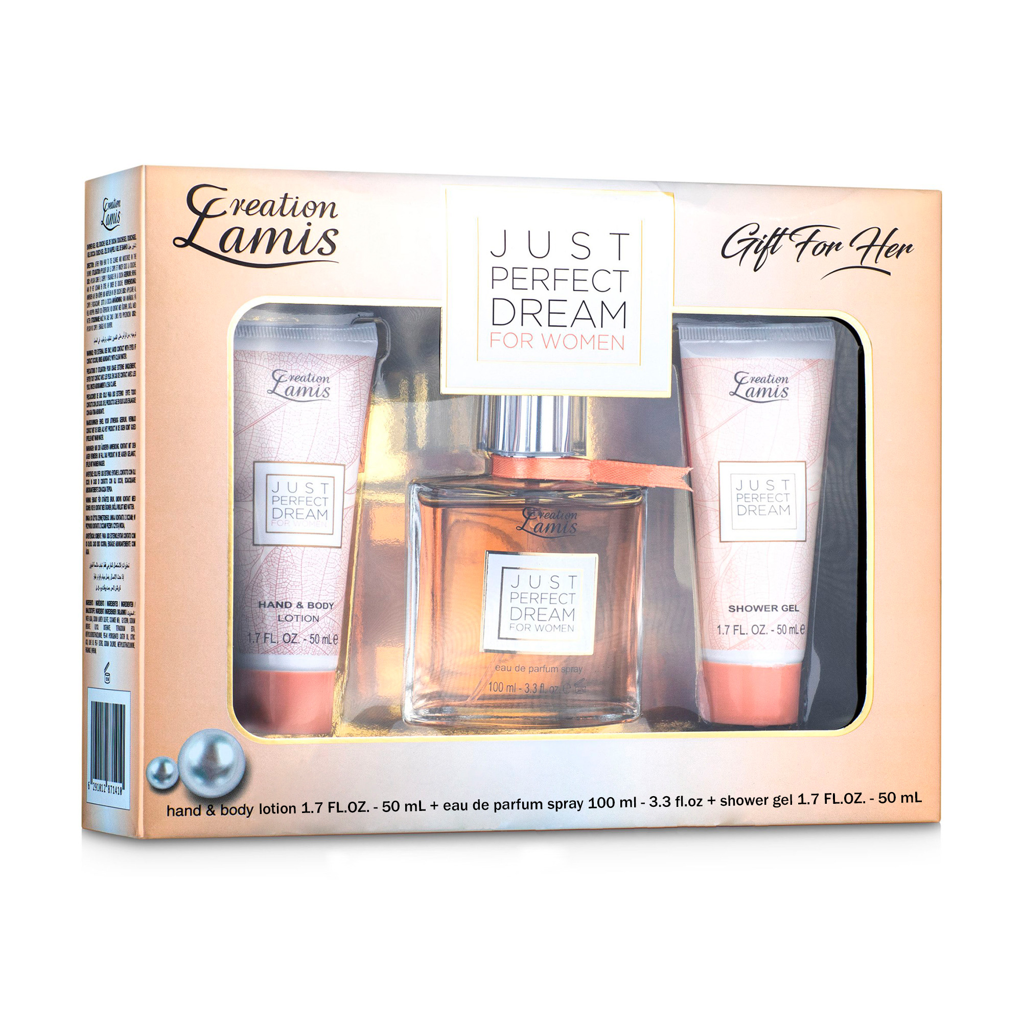 

Парфумований набір жіночий Creation Lamis Just Perfect Dream (парфумована вода, 100 мл + гель для душу, 50 мл + лосьйон для тіла, 50 мл)