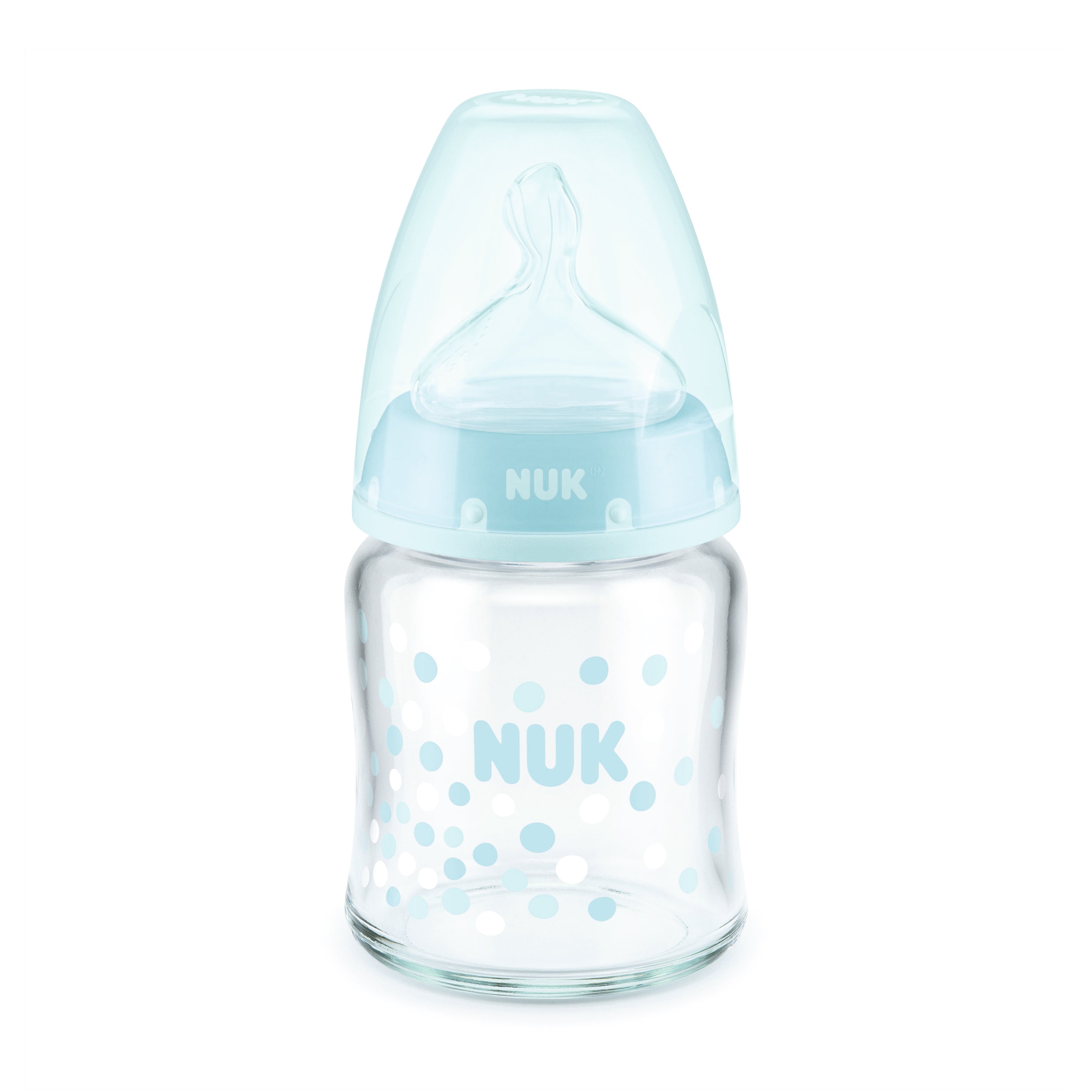 

Пляшка скляна з силіконовою соскою NUK First Choice, 120 мл