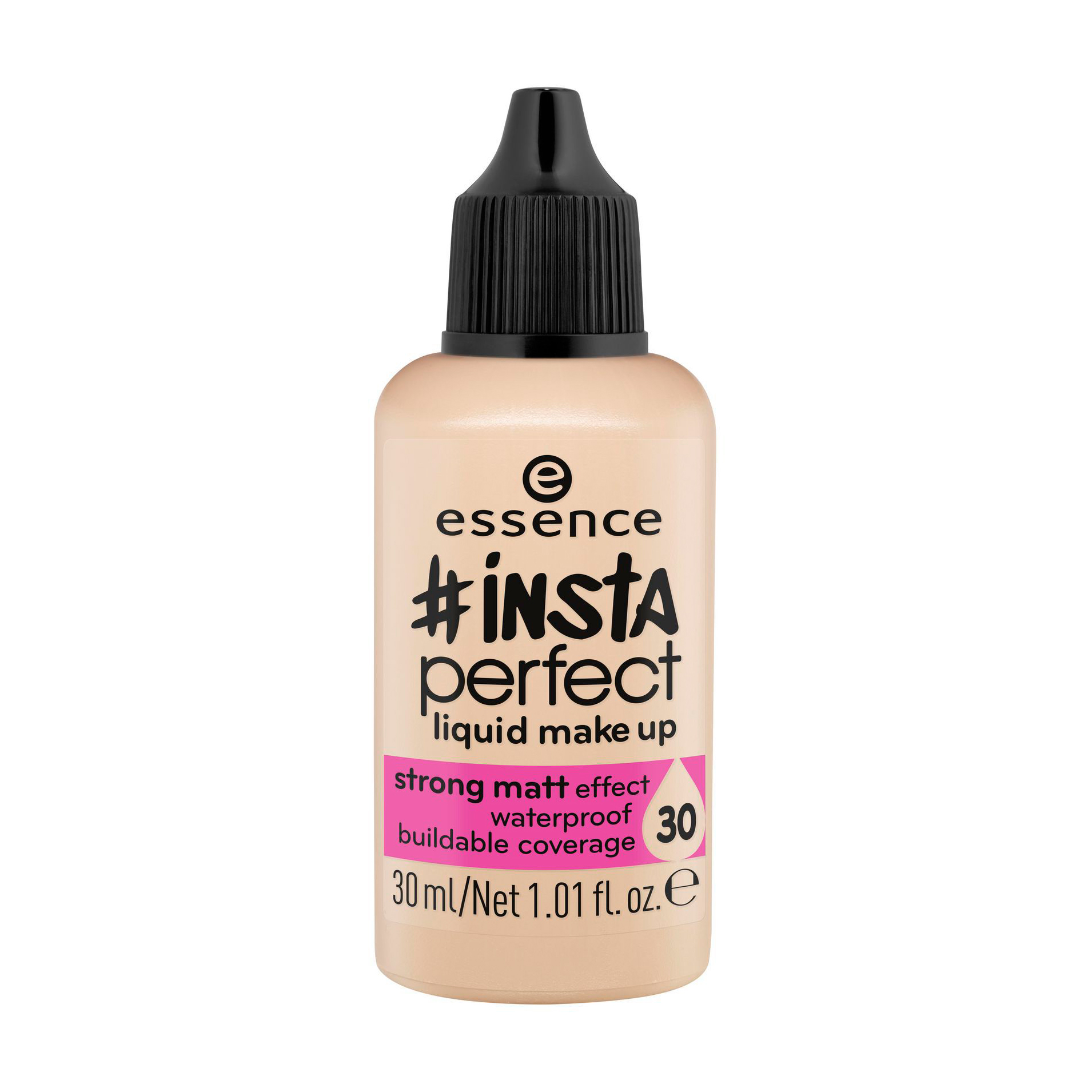 

Тональна основа Essence Insta Perfect Liquid Makeup матовий ефект, водостійка, 30 Funny Ivory, 30 мл