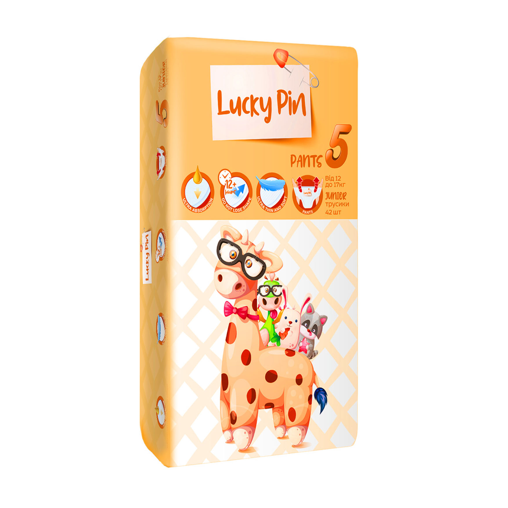 

Підгузки-трусики Lucky Pin розмір 5 (12-17 кг), 42 шт