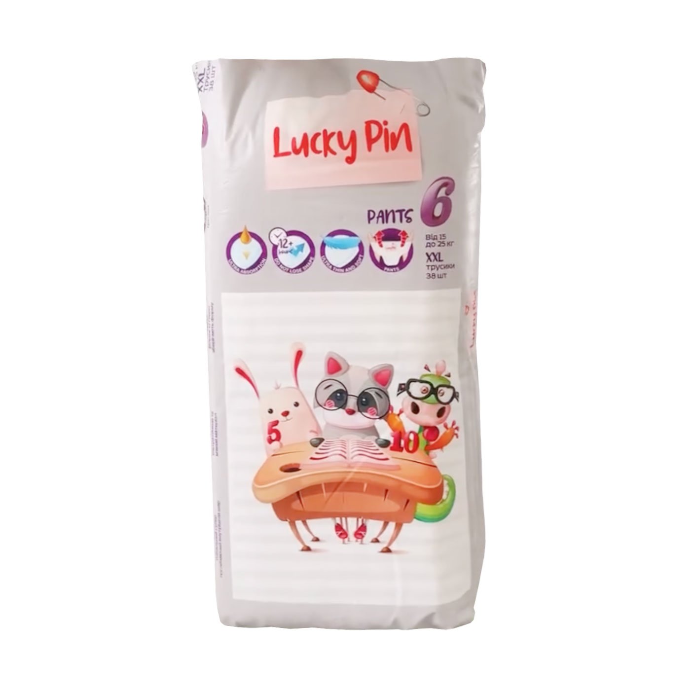 

Підгузки-трусики Lucky Pin розмір 6 (15-25 кг), 38 шт
