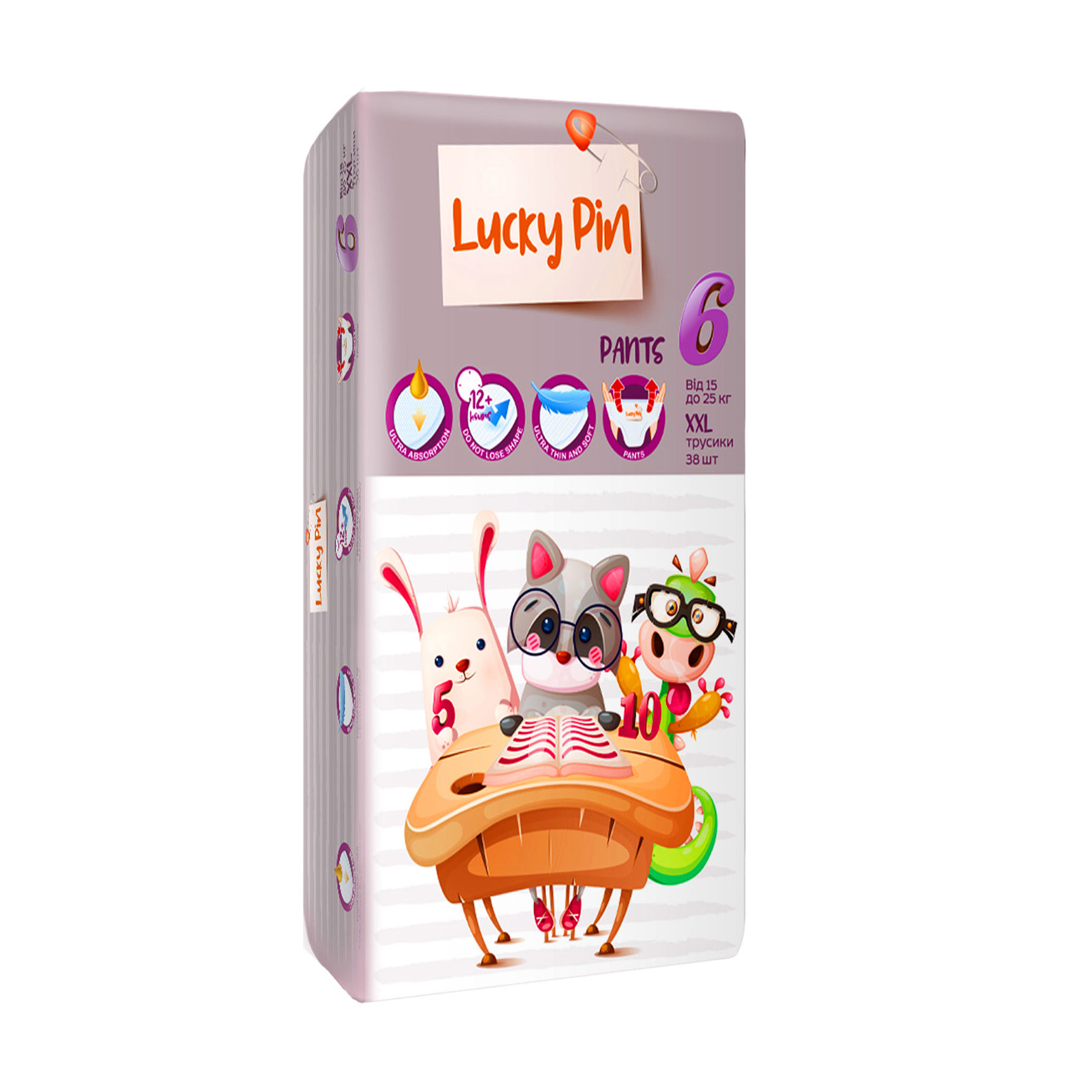

Підгузки-трусики Lucky Pin розмір 6 (15-25 кг), 38 шт