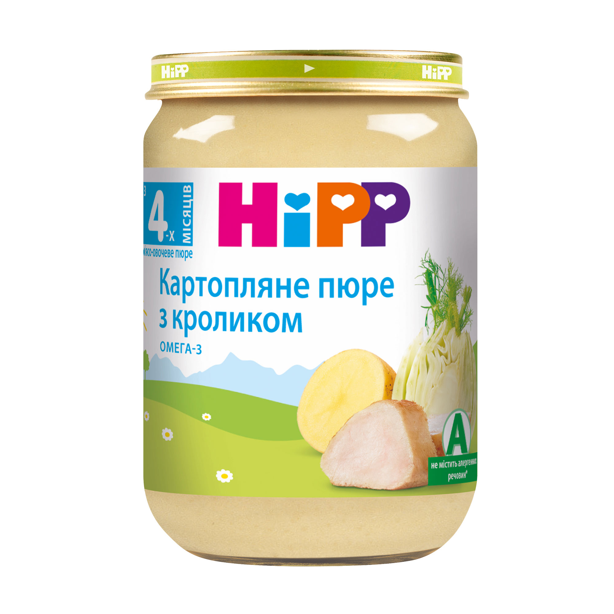 Дитяче м'ясо-овочеве пюре HiPP Картопляне пюре з кроликом, з 4 місяців, 190 г