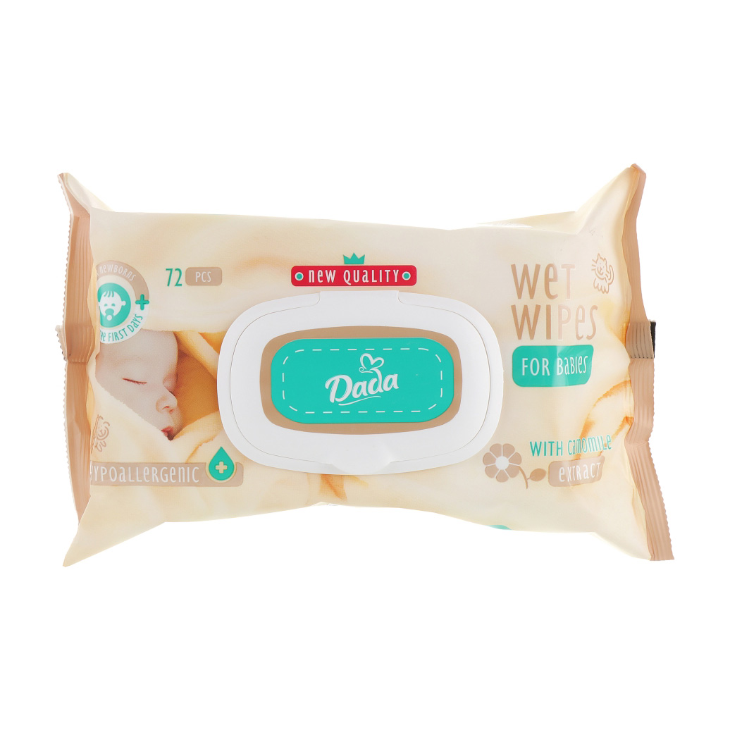 

Уцінка! Дитячі вологі серветки Dada з екстрактом ромашки з клапаном, 72 шт