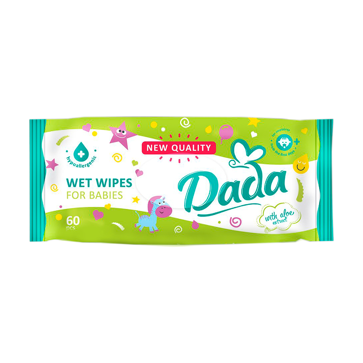 

Дитячі вологі серветки Dada з екстрактом алое, 60 шт