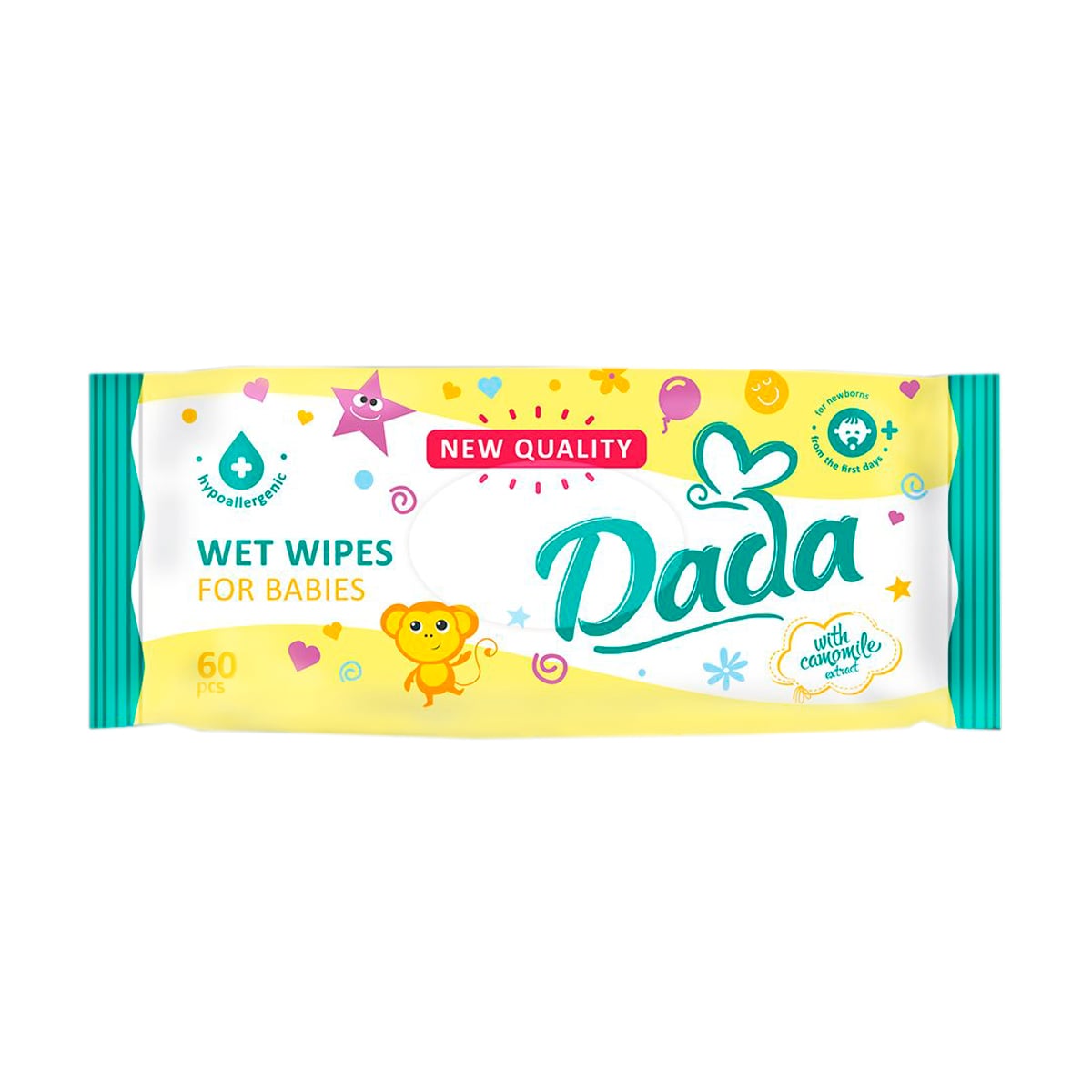 

Дитячі вологі серветки Dada з екстрактом ромашки, 60 шт