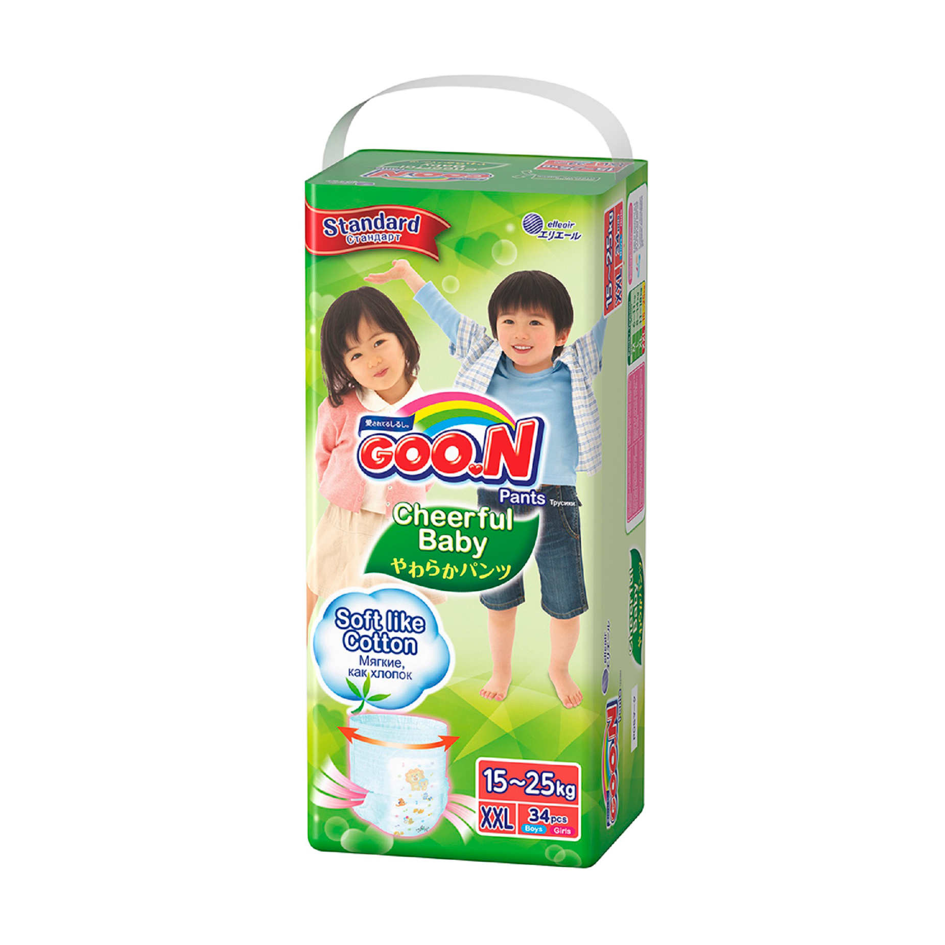 

Трусики-підгузки унісекс Goo.N Cheerful Baby розмір XXL, 15-25 кг, 34 шт