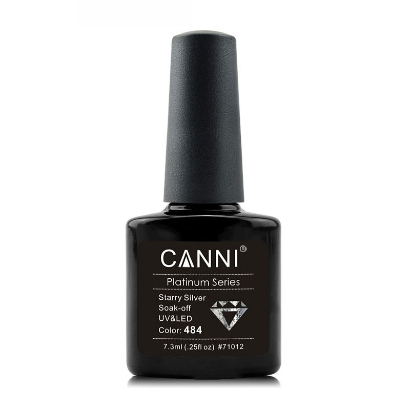 

Гель-лак рідка фольга Canni Platinum Series Soak-off UV&LED 484 об'ємне срібро, 7.3 мл